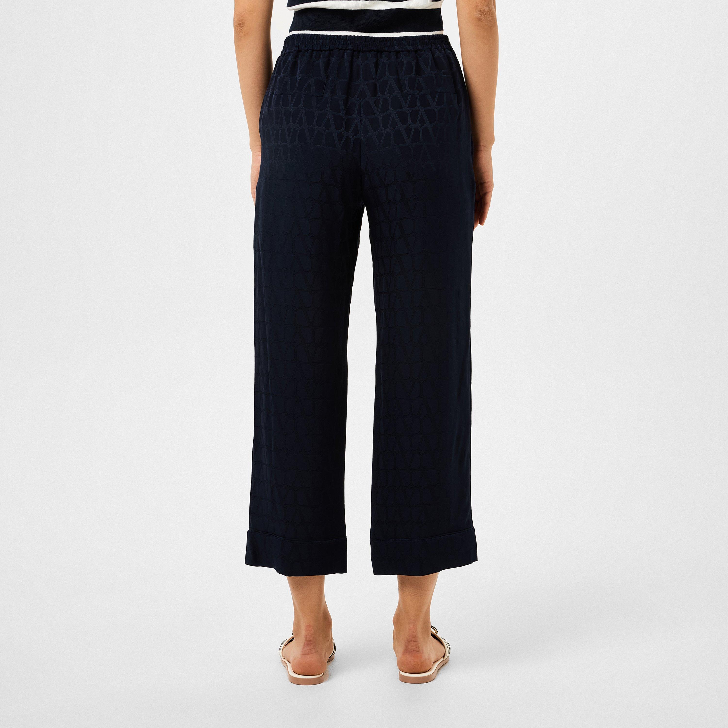 Navy - Valentino - Jacquard Pajama Trousers - 3