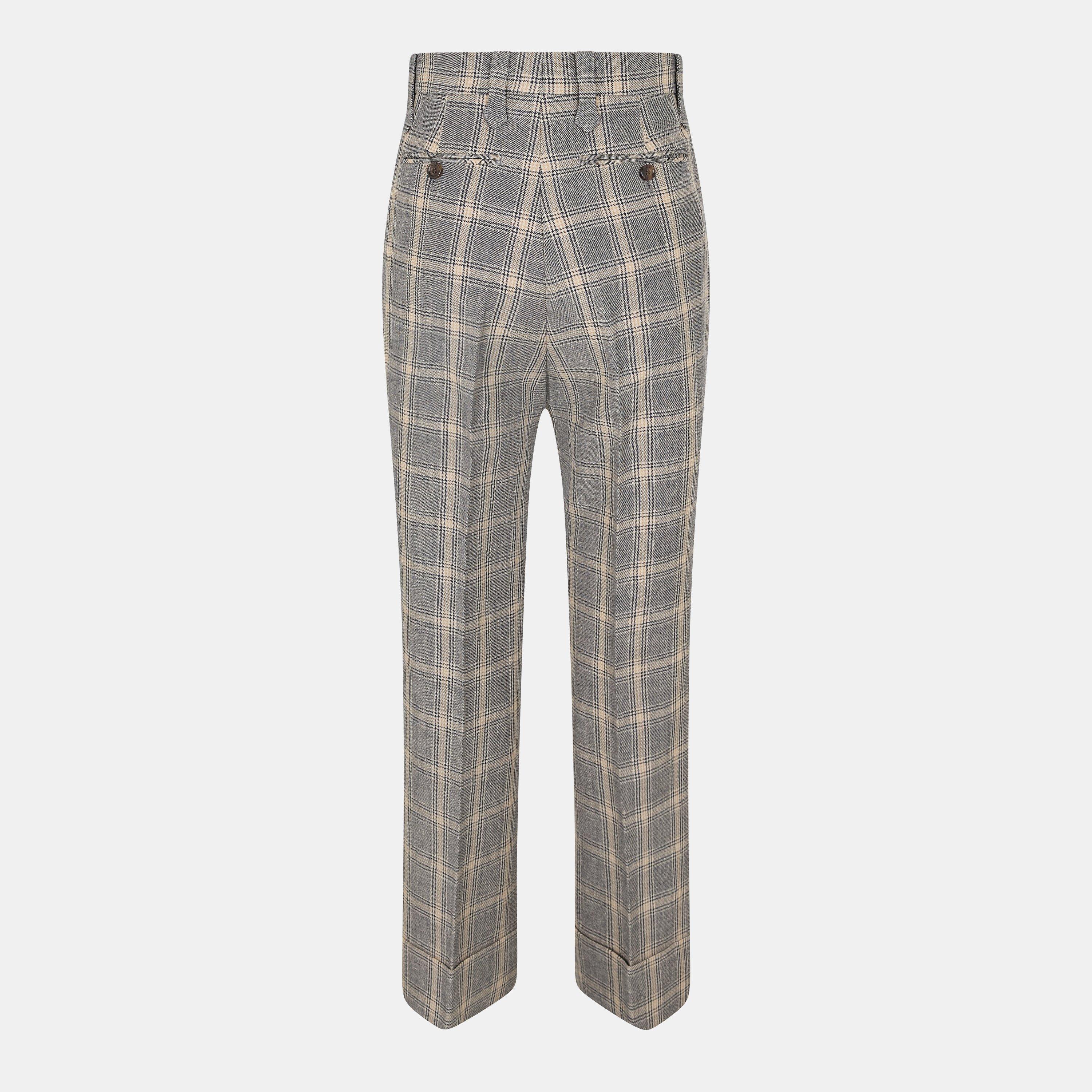 Grey/Black/Mc - Gucci - Women's Tailored Stretch Straight Leg Trousers - 2