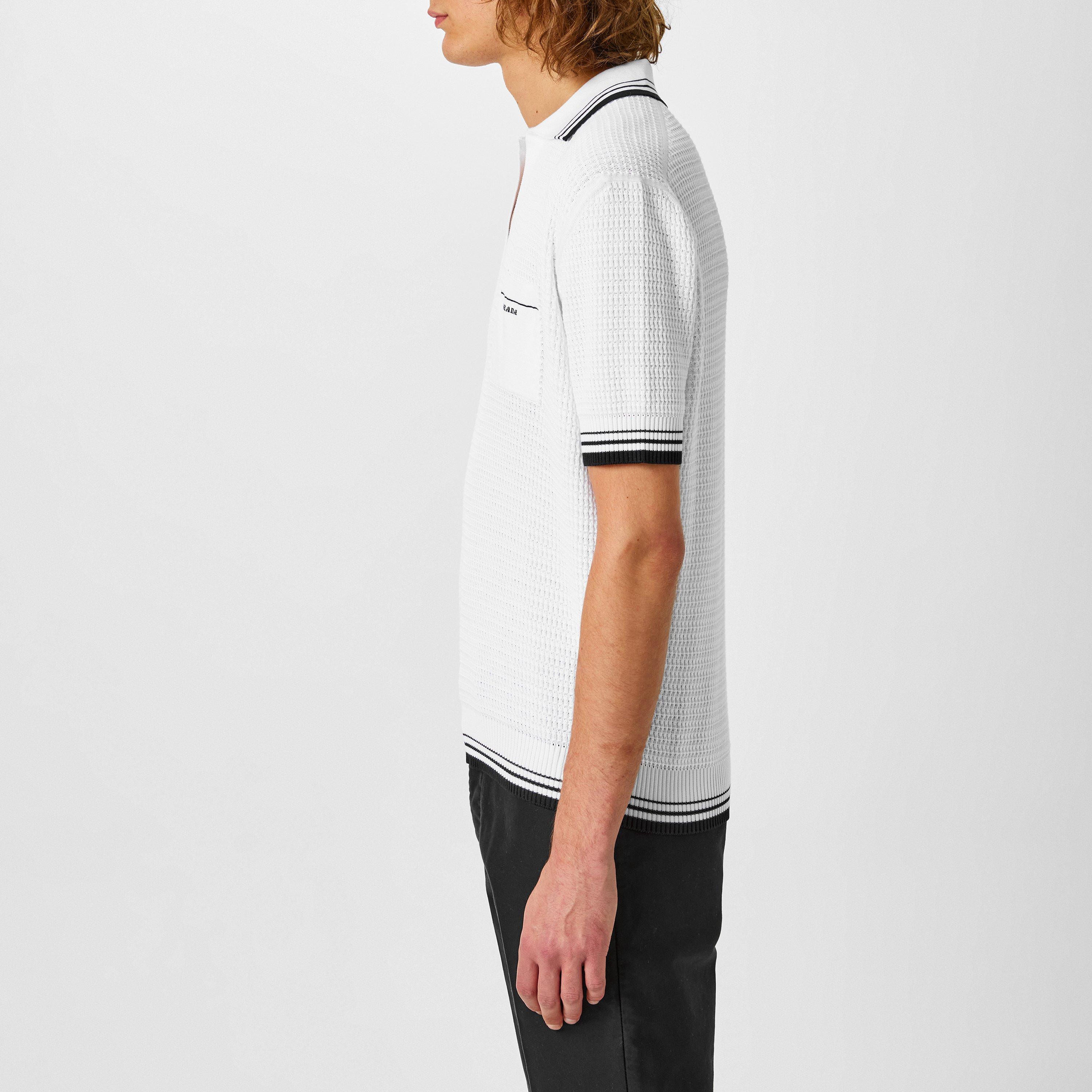 White/Black - Prada - Intarsia Polo Shirt - 5