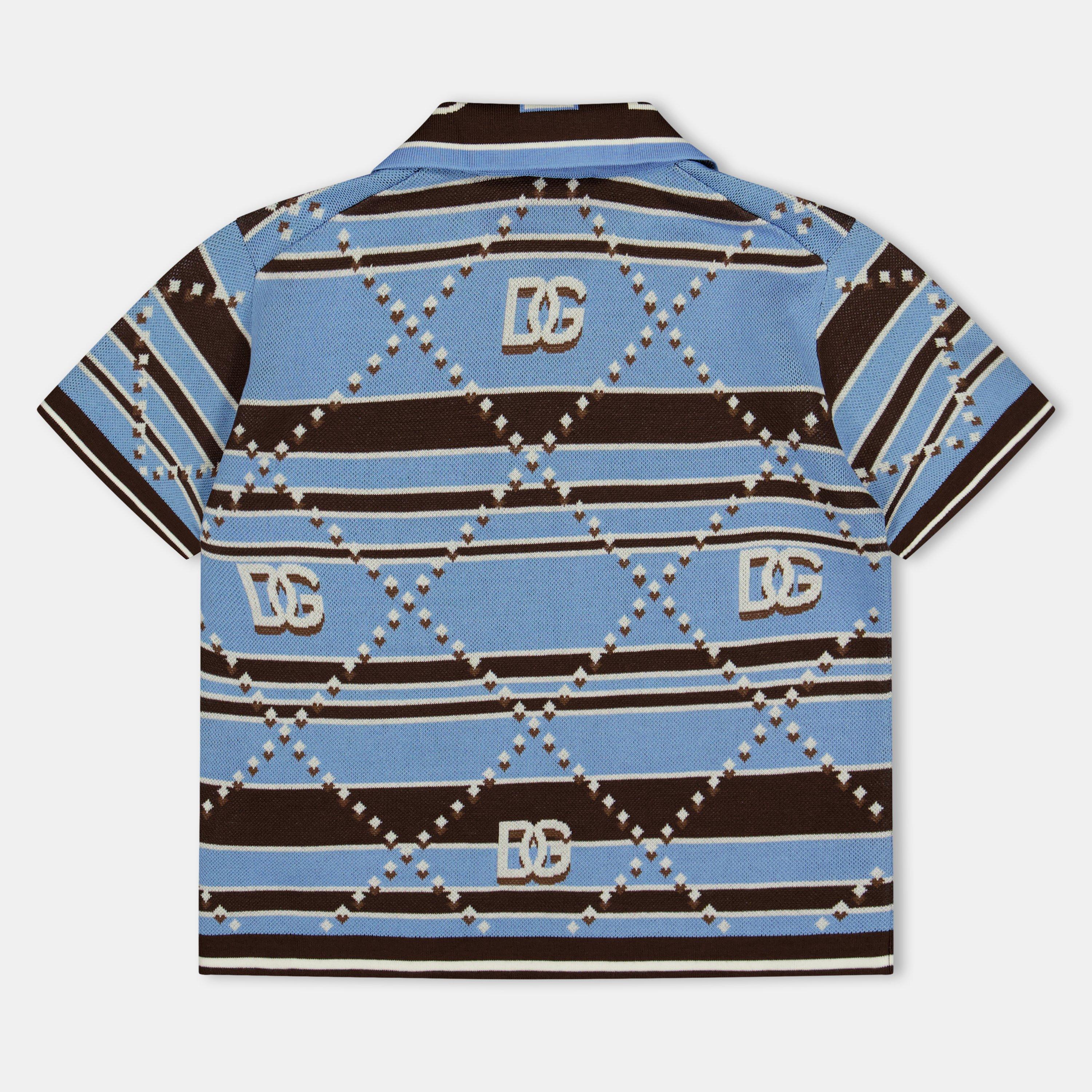 Blu Brwn B4909 - Dolce and Gabbana - Kids' DG Logo Short-Sleeve Polo Shirt - 2