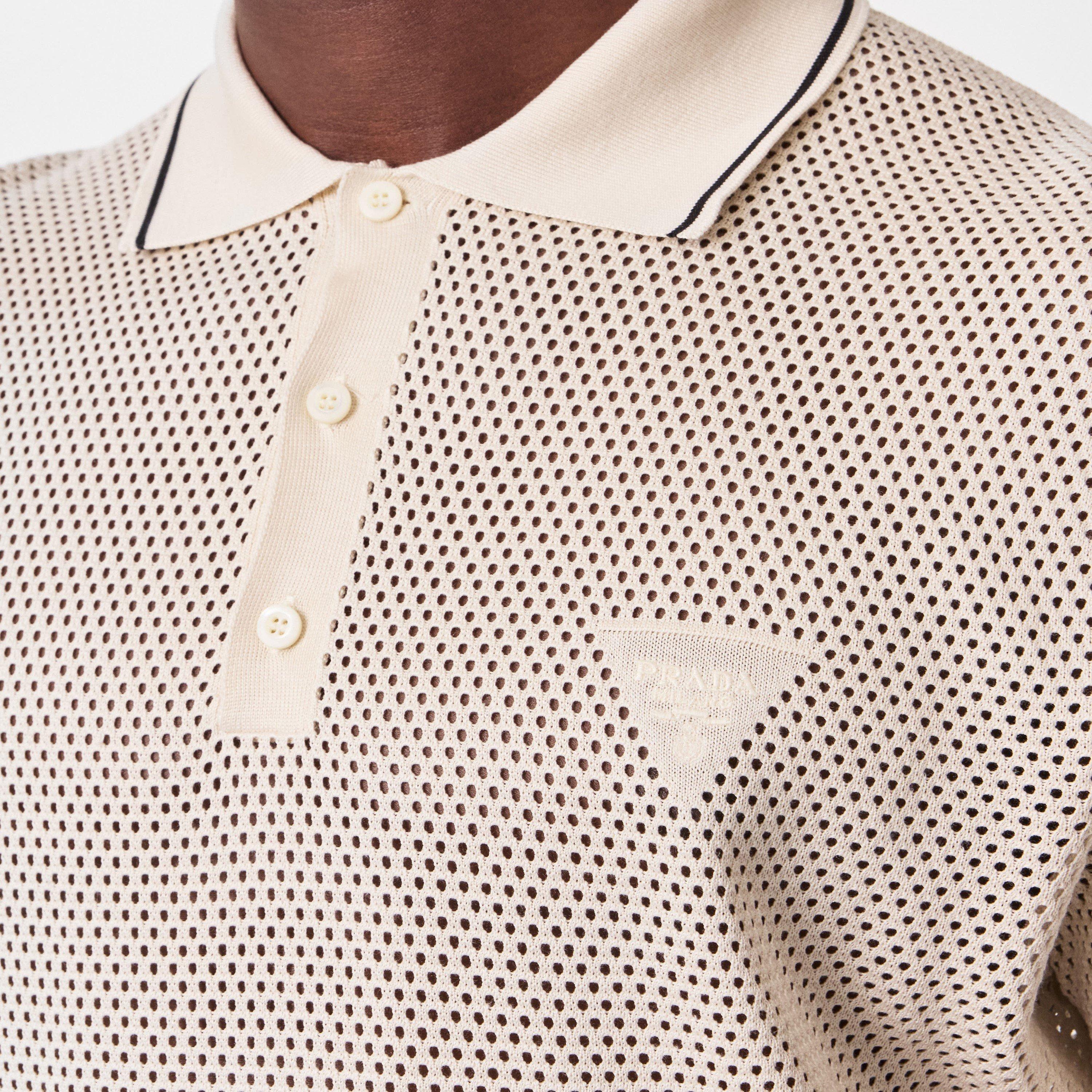 White - Prada - Men's Logo Knitted Short-Sleeve Polo Shirt - 5