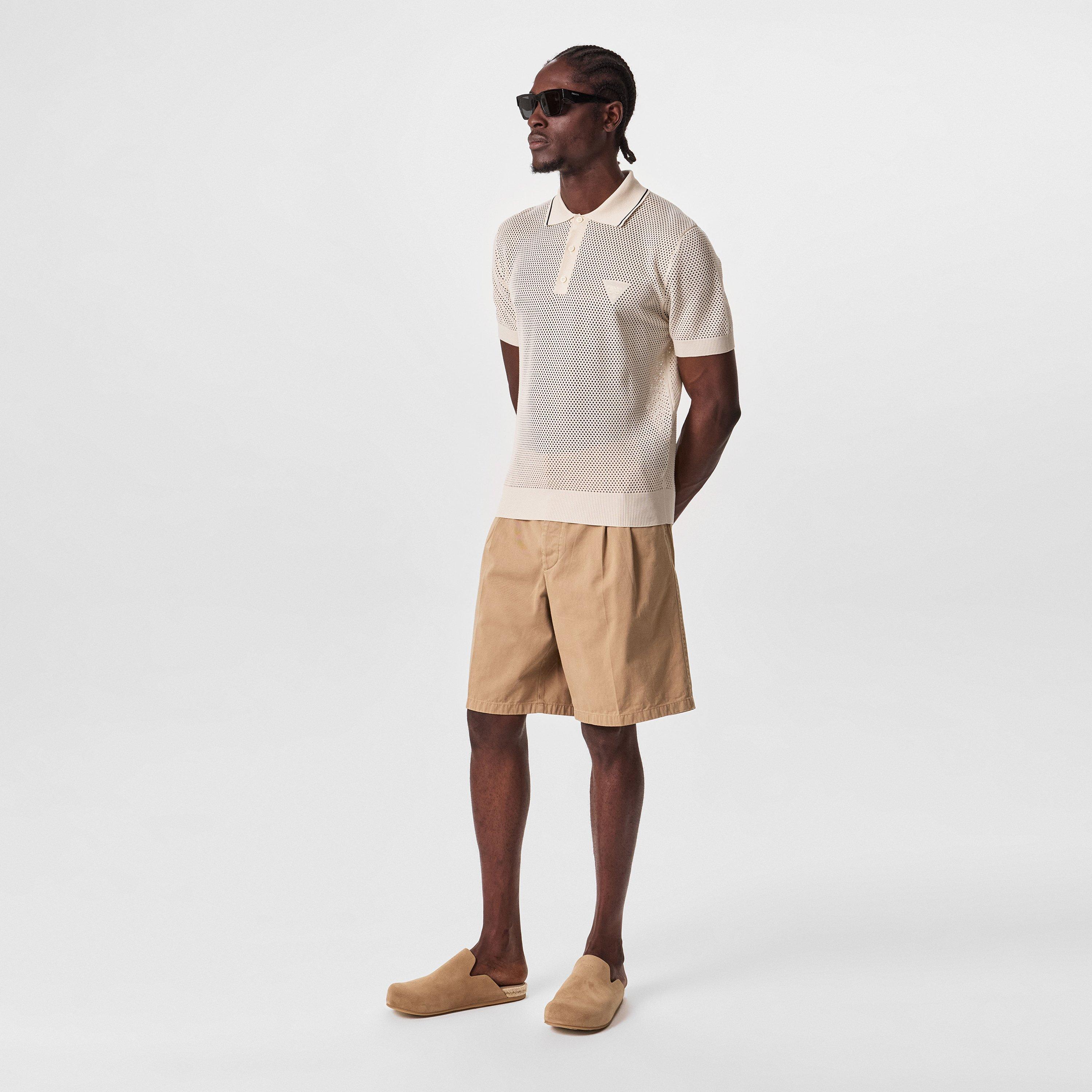 White - Prada - Men's Logo Knitted Short-Sleeve Polo Shirt - 6