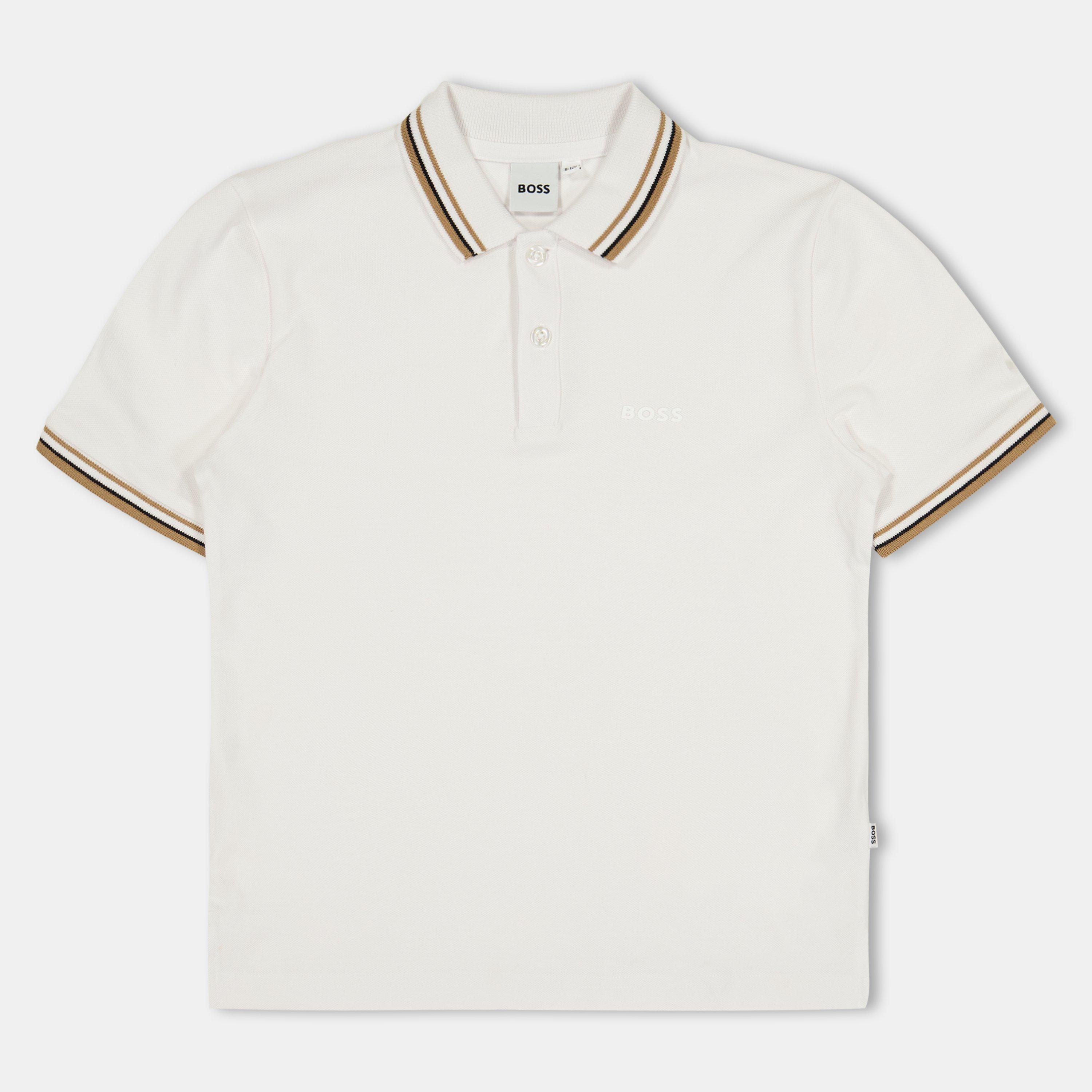 Boss Boys Kids' Col Block Short Sleeve Polo Shirt - White - 10Y