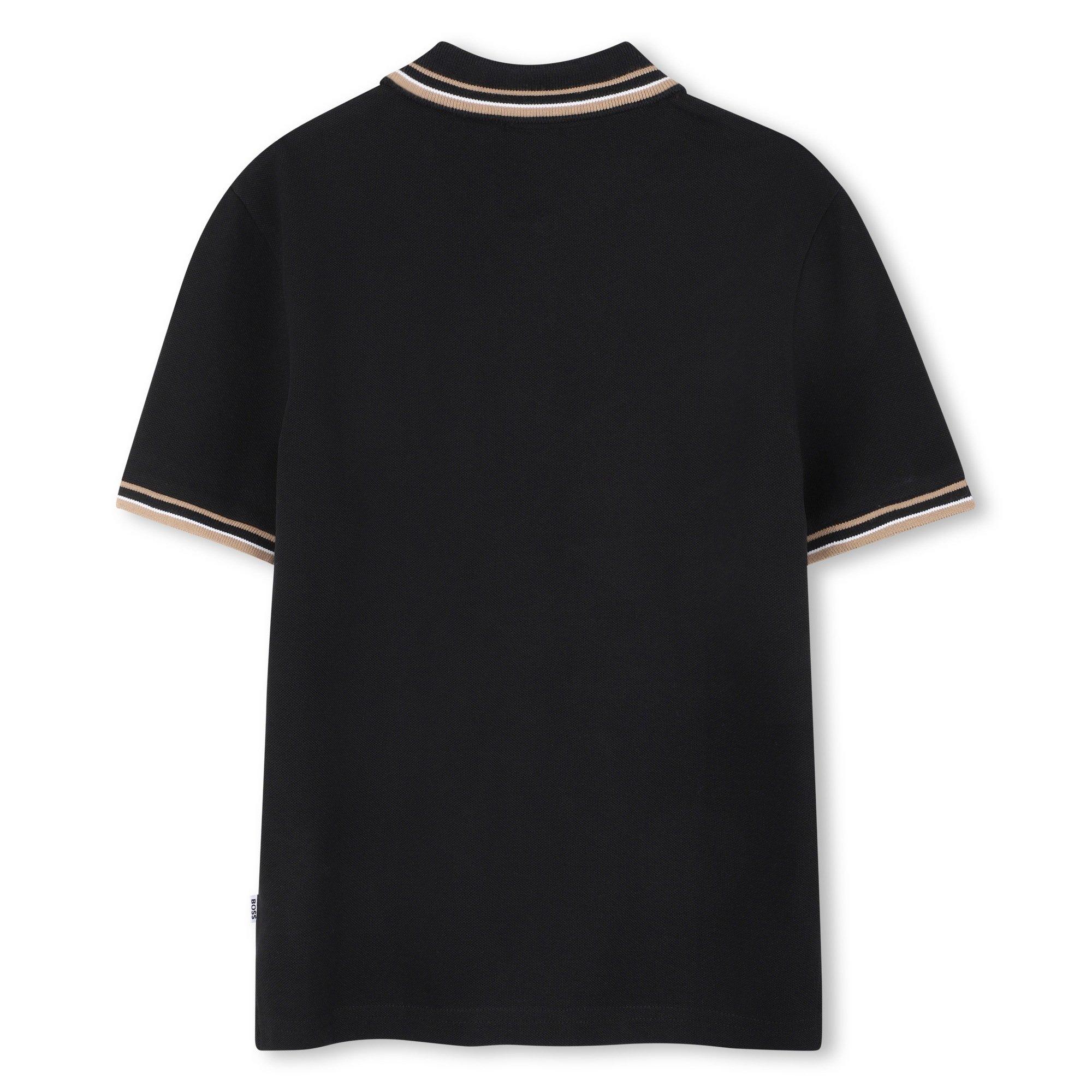Black - Boss - Kids' Col Block Short Sleeve Polo Shirt - 2