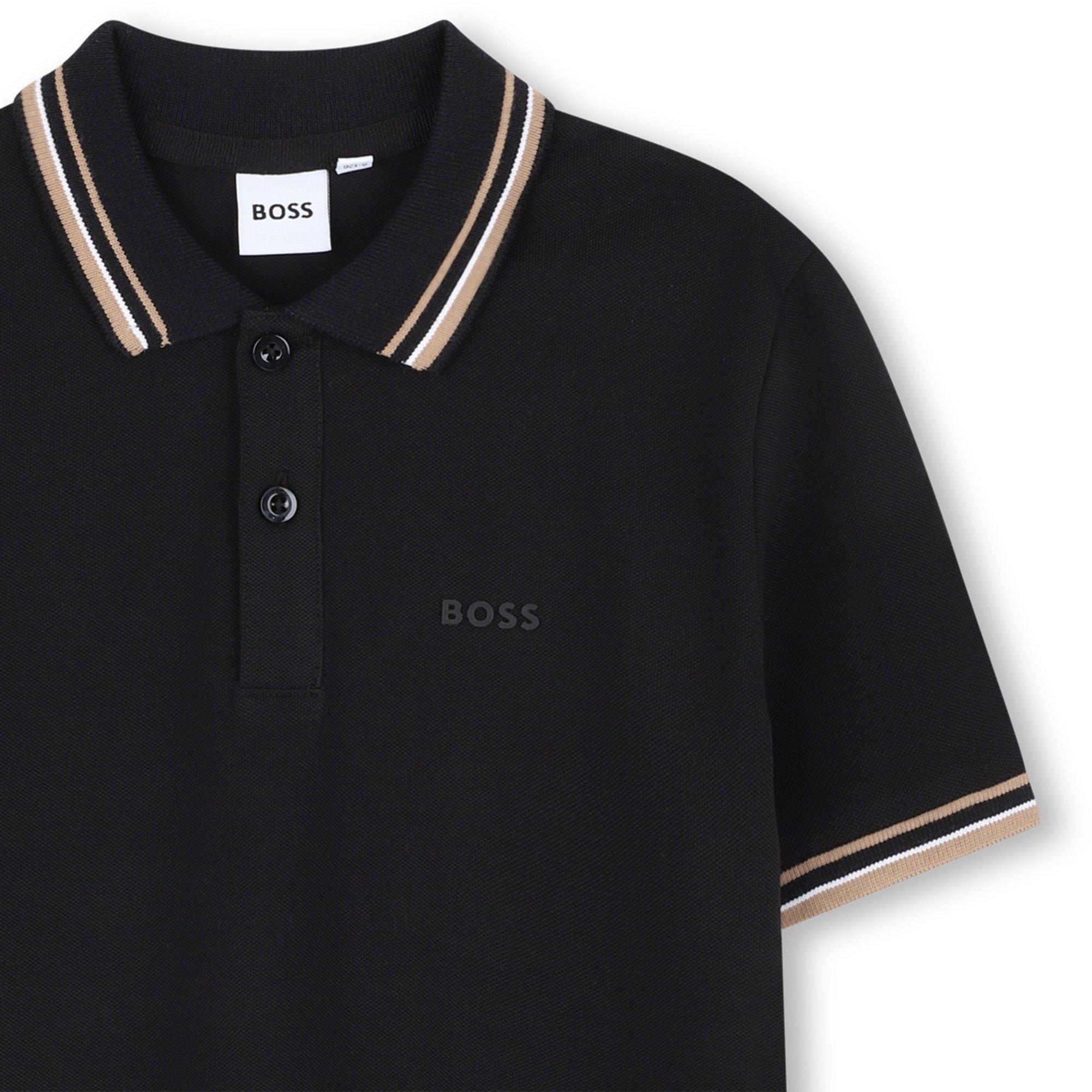 Black - Boss - Kids' Col Block Short Sleeve Polo Shirt - 3
