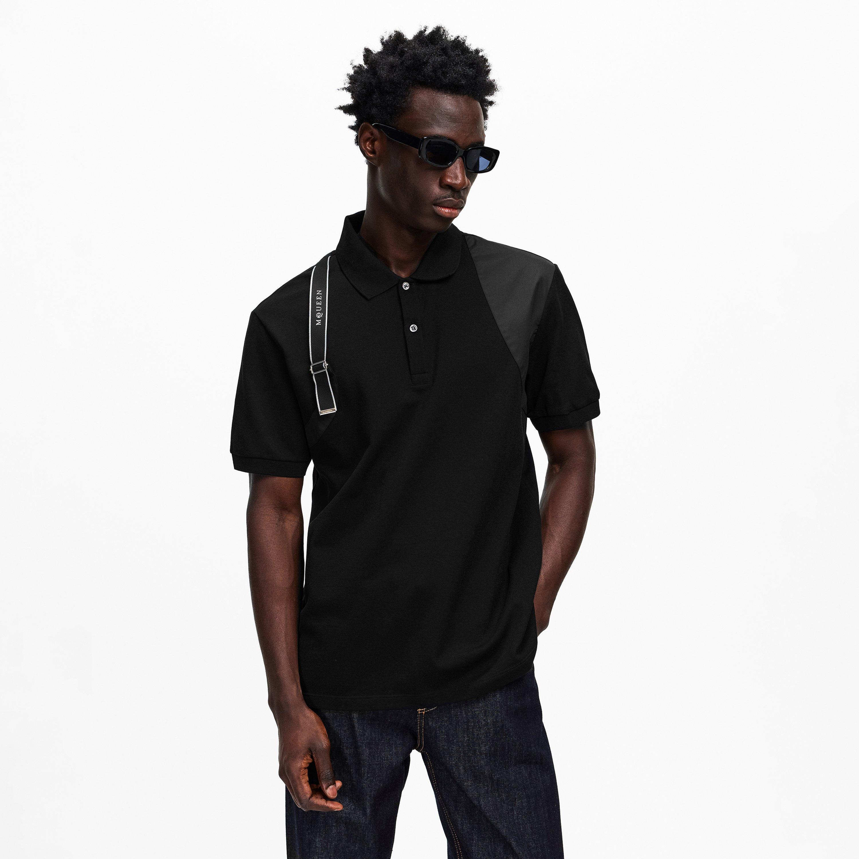 Black - Alexander McQueen - Men's Alex Harness Short Sleeve Polo Shirt - 3