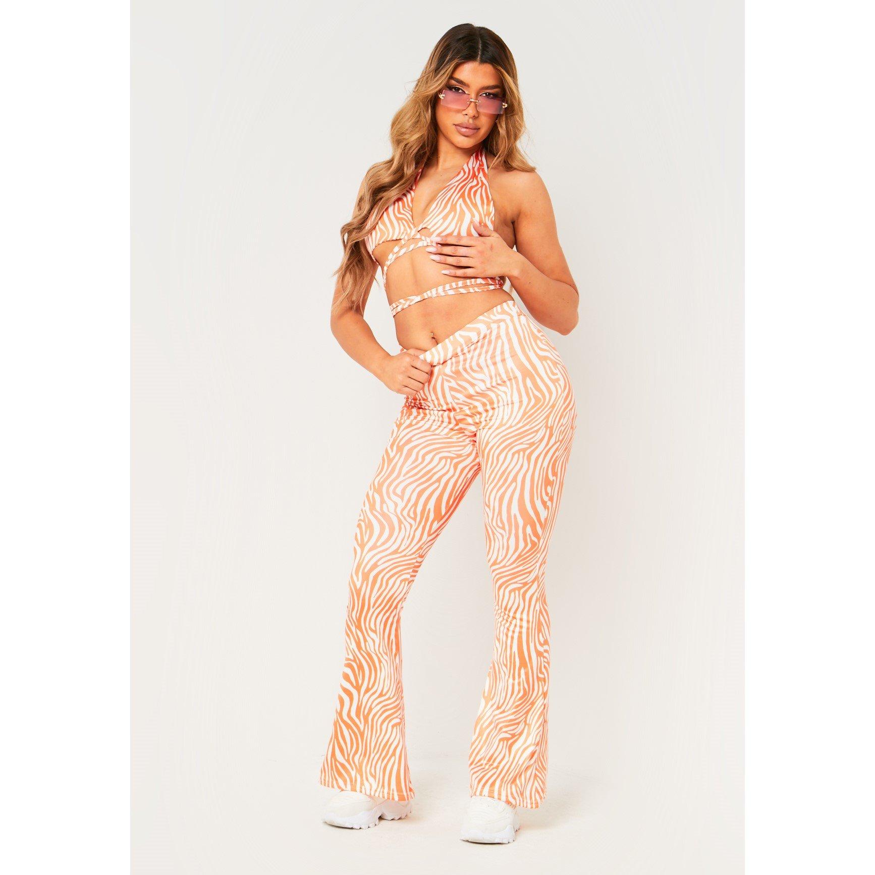Orange - Missy Empire - Swirl Print Flared Trousers