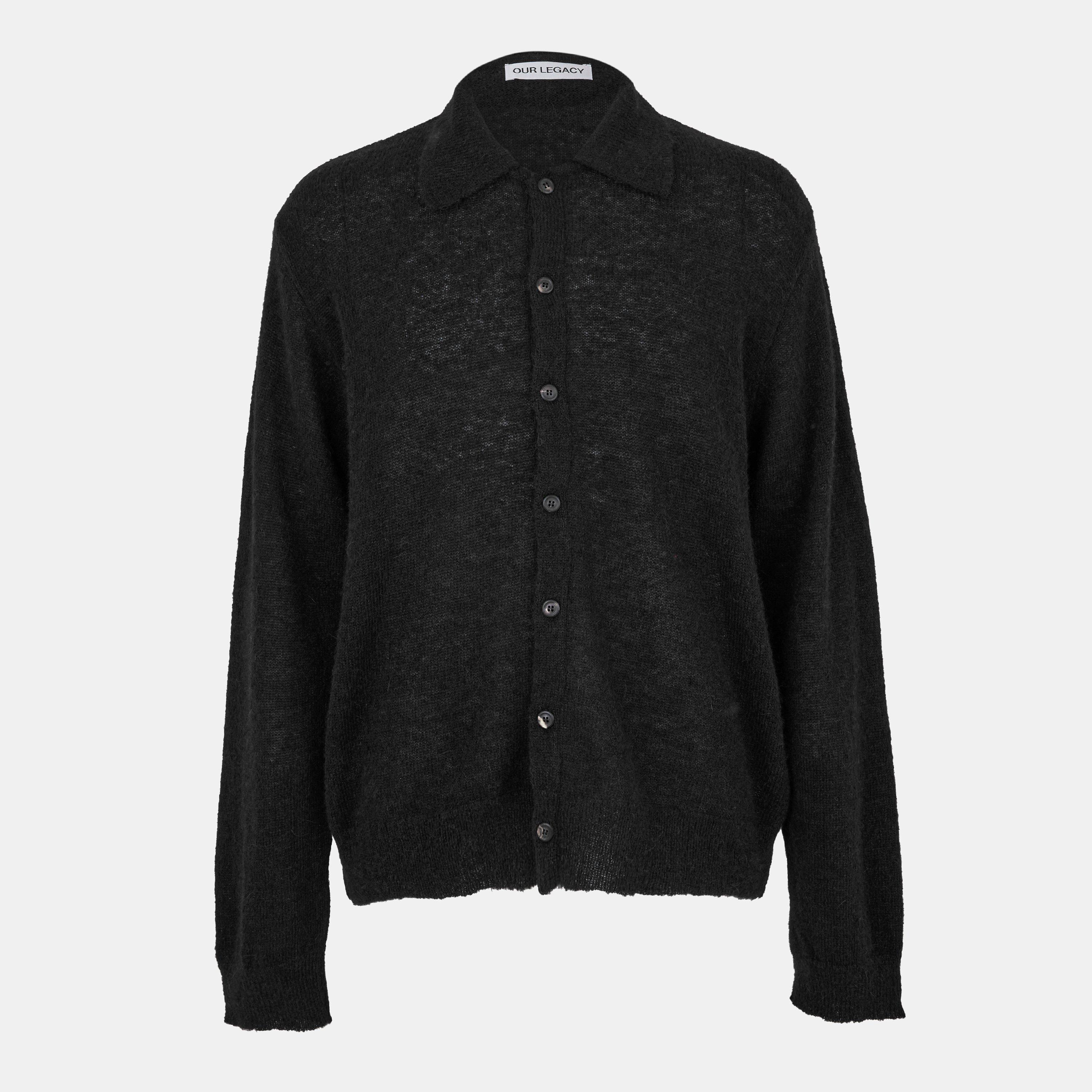 Our Legacy Men's Evening Short Sleeve Polo Shirt - Black Fuzzy - Medium