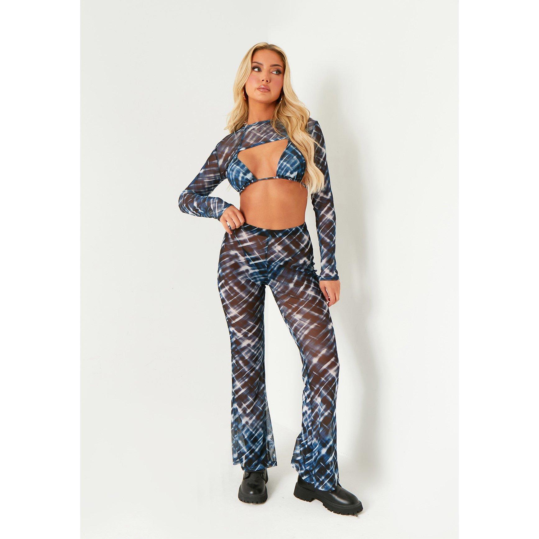 Blu - Missy Empire - Mesh Printed Trouser