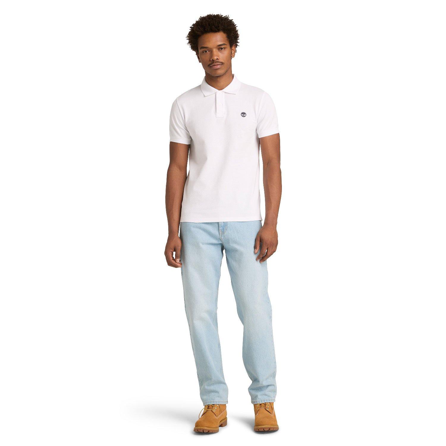 WHITE - Timberland - Timberland Oyster River Logo Short Sleeve Polo Shirt - 4