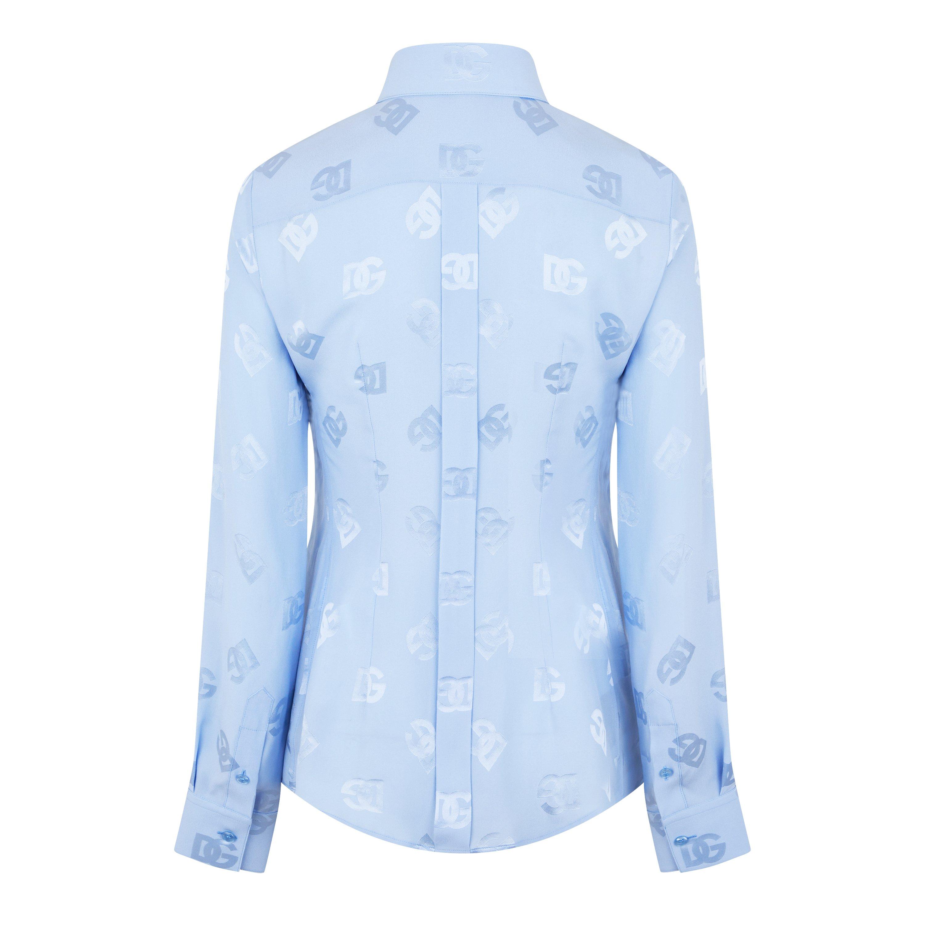 Viola - Dolce and Gabbana - Silk Jacquard Shirt With All-Over Dg Logo - 6