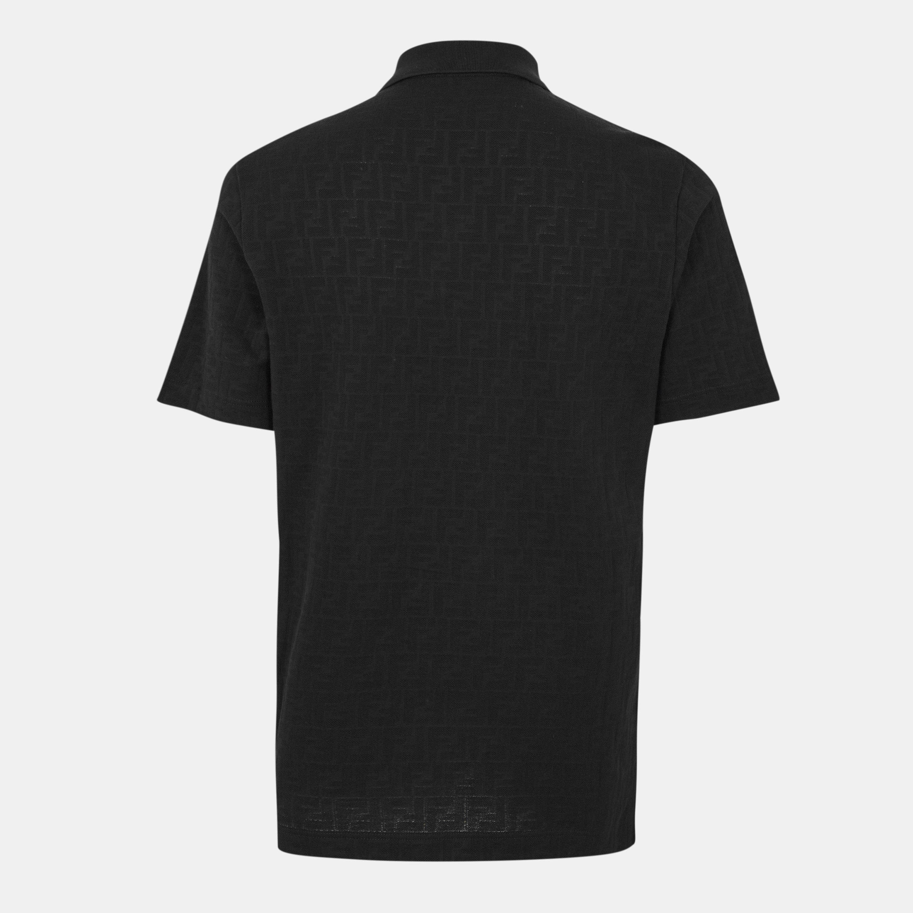 Black - Fendi - Mens Monogram FF Short Sleeve Polo - 2
