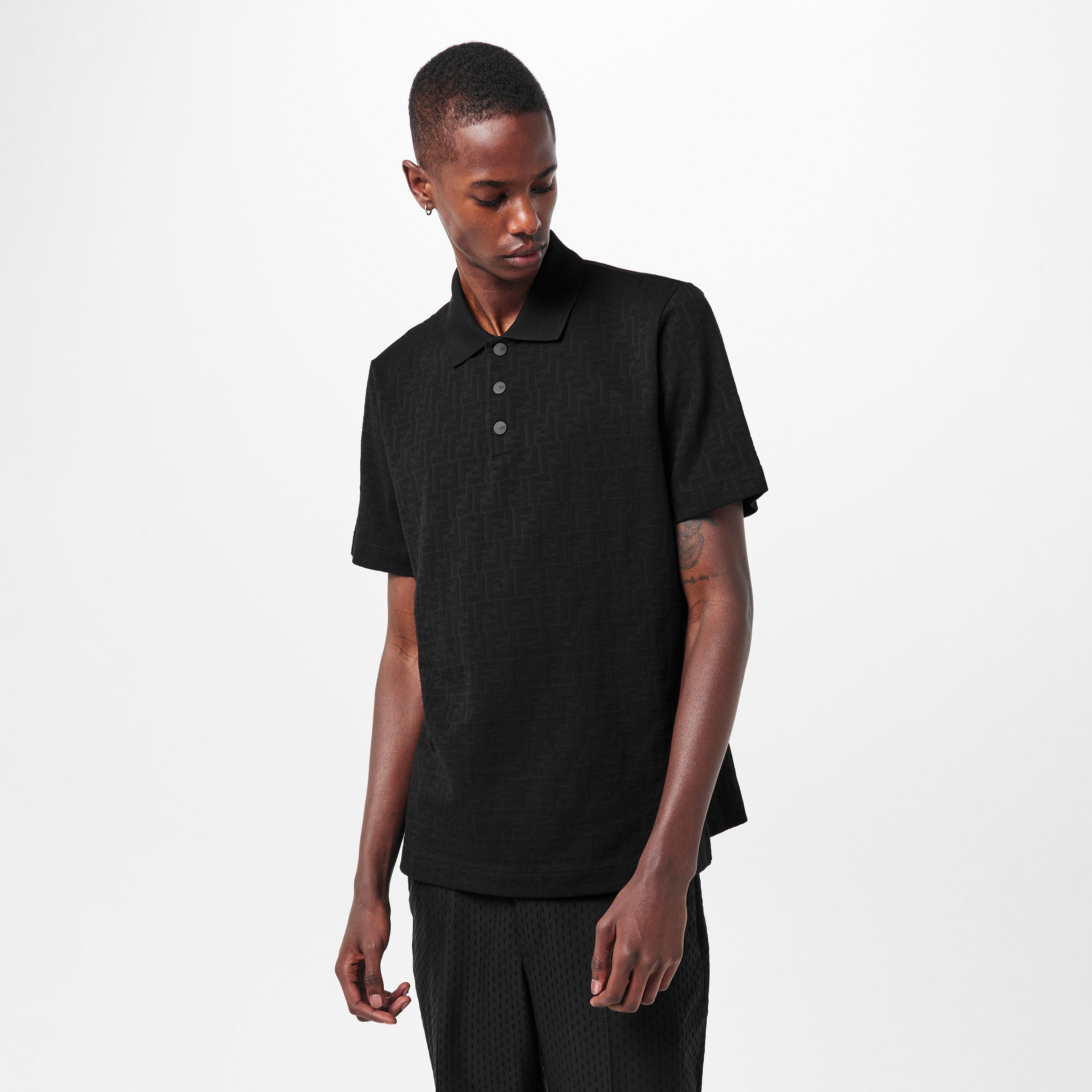 Black - Fendi - Mens Monogram FF Short Sleeve Polo - 3