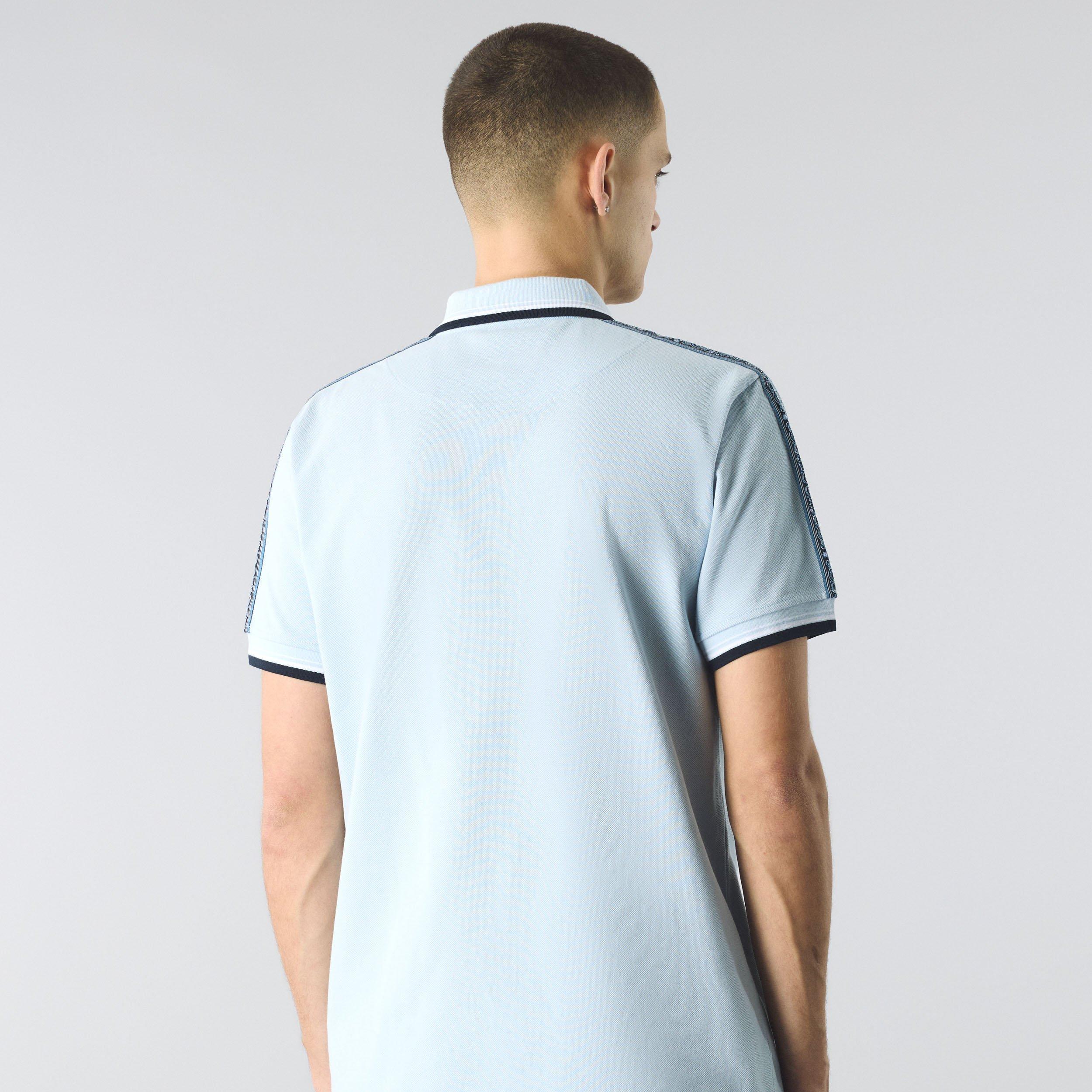 Lt Blue - Pretty Green - Men's Eclipse Tape Short-Sleeve Polo Shirt - 3