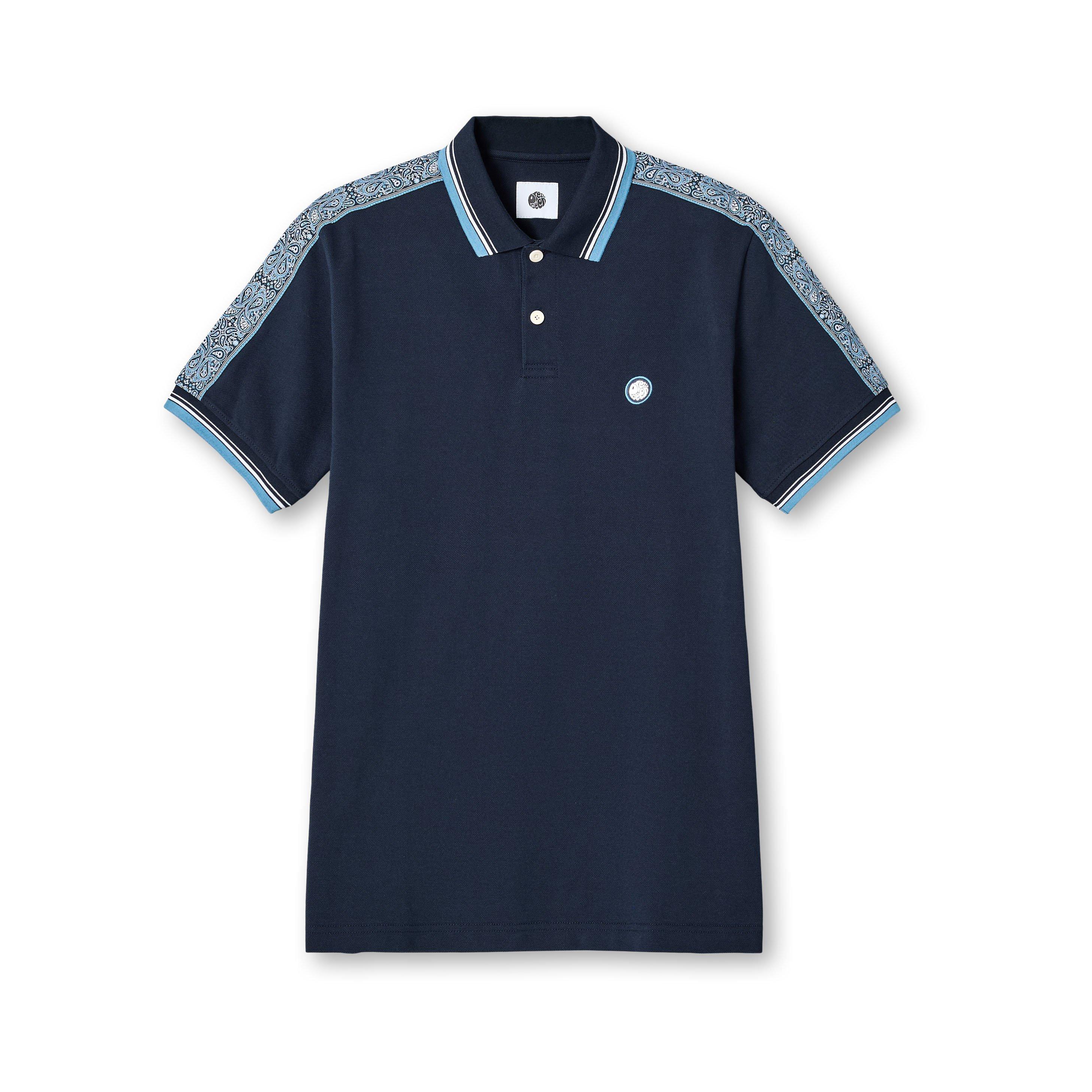 Pretty Green Men's Eclipse Tape Short-Sleeve Polo Shirt Blue Small - Image 3