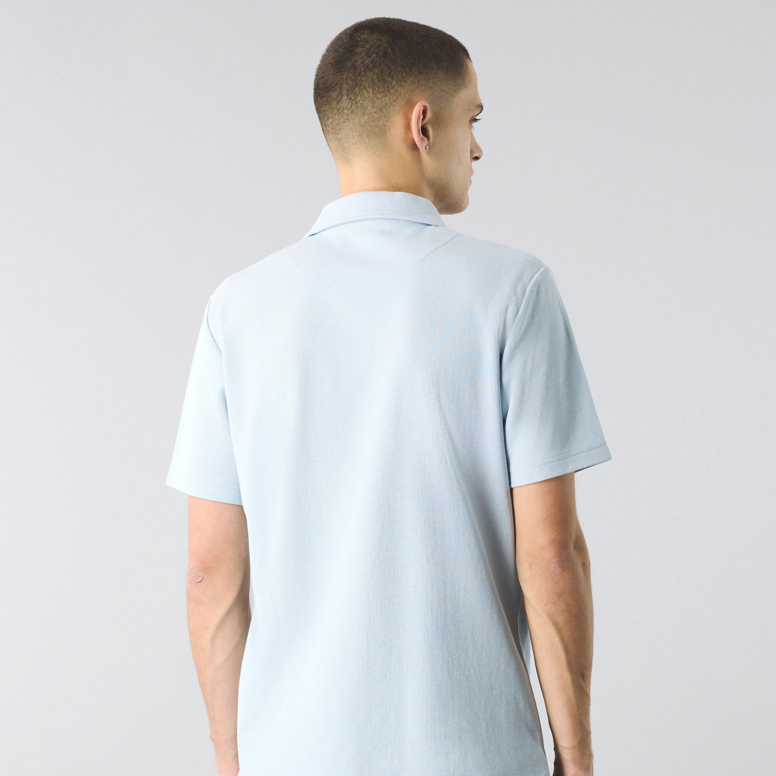 Azul claro - Pretty Green - Men's Islington Zipped Short-Sleeve Polo Shirt - 3