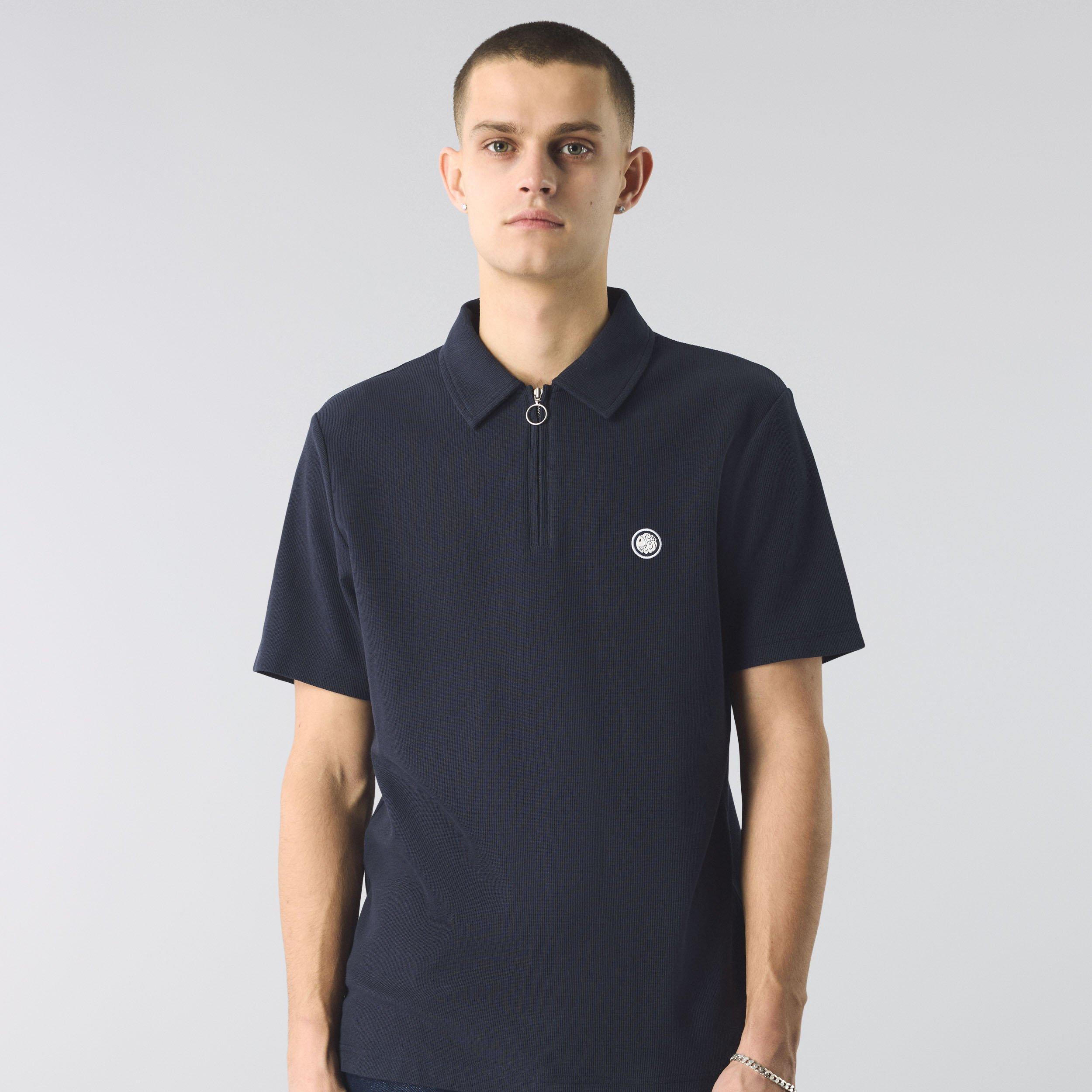 Marine - Pretty Green - Men's Islington Zipped Short-Sleeve Polo Shirt - 2