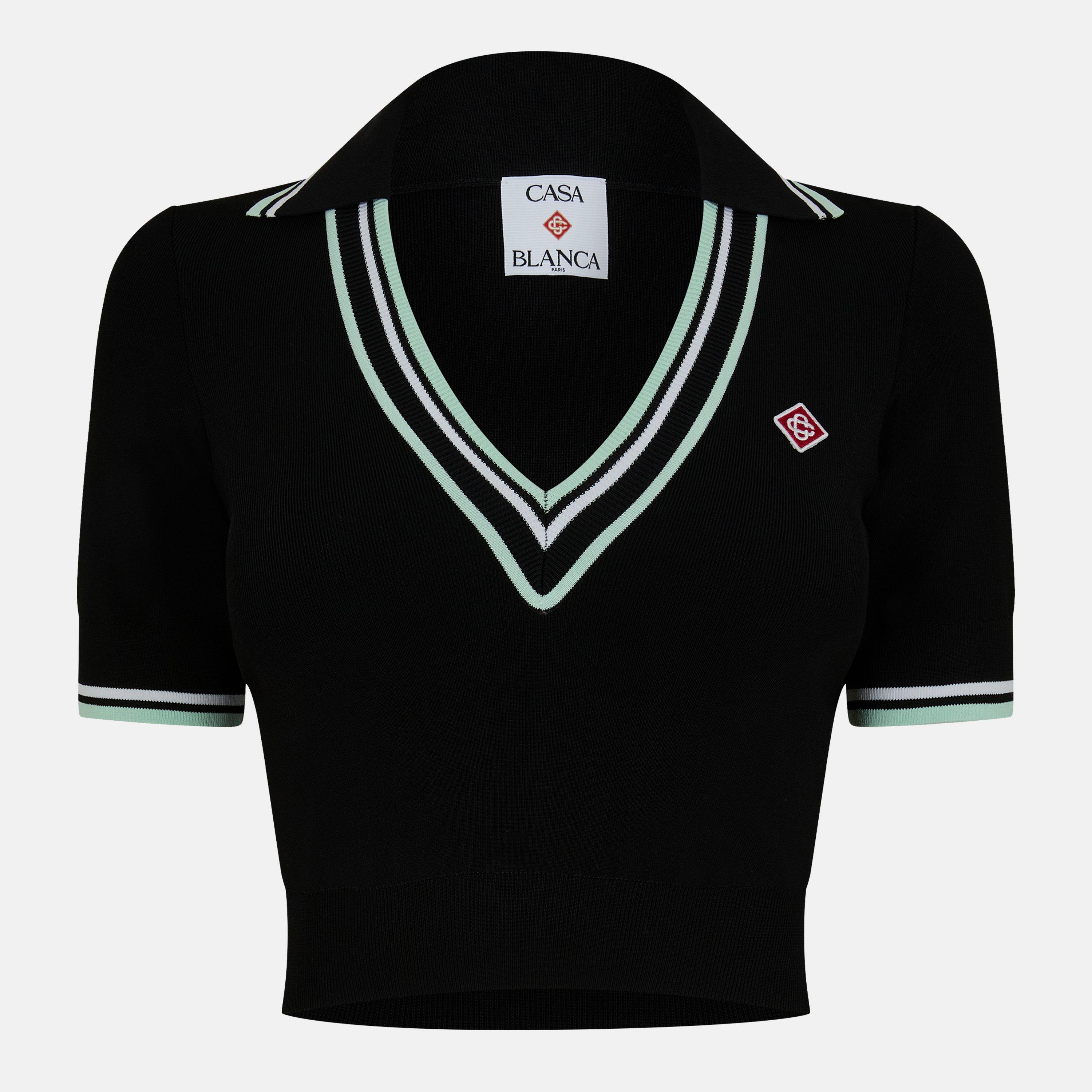 Casablanca Women's Short Sleeve Polo Shirt - Black - Size 10 (S)
