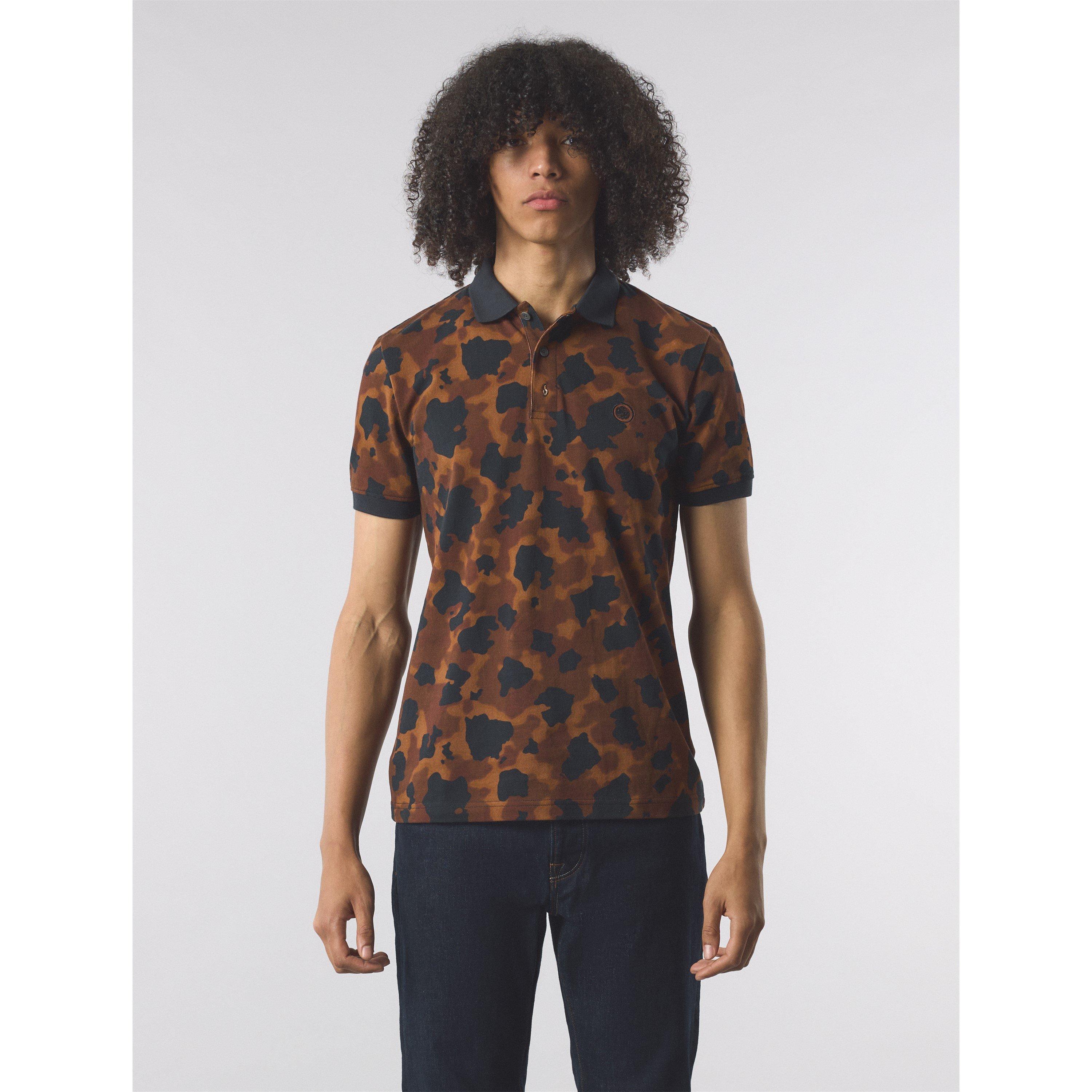 Marron - Pretty Green - Men&#x27;s Brindle Short-Sleeve Polo Shirt - 2