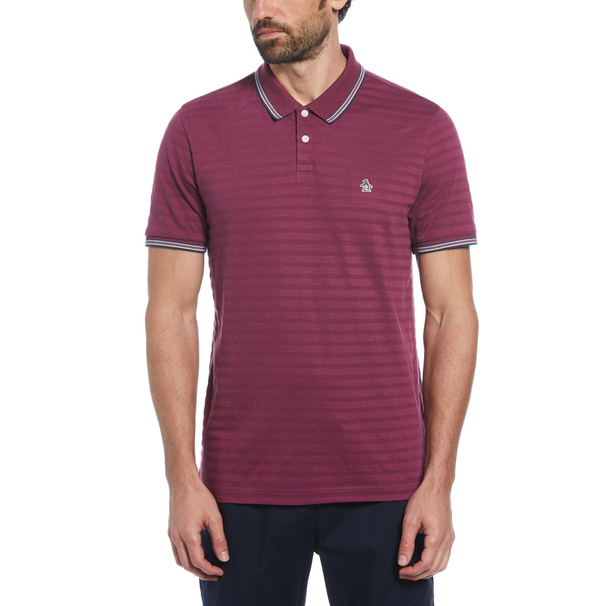 Original Penguin Men's Cotton Solid Short Sleeve Polo Shirt - Amaranth - Medium