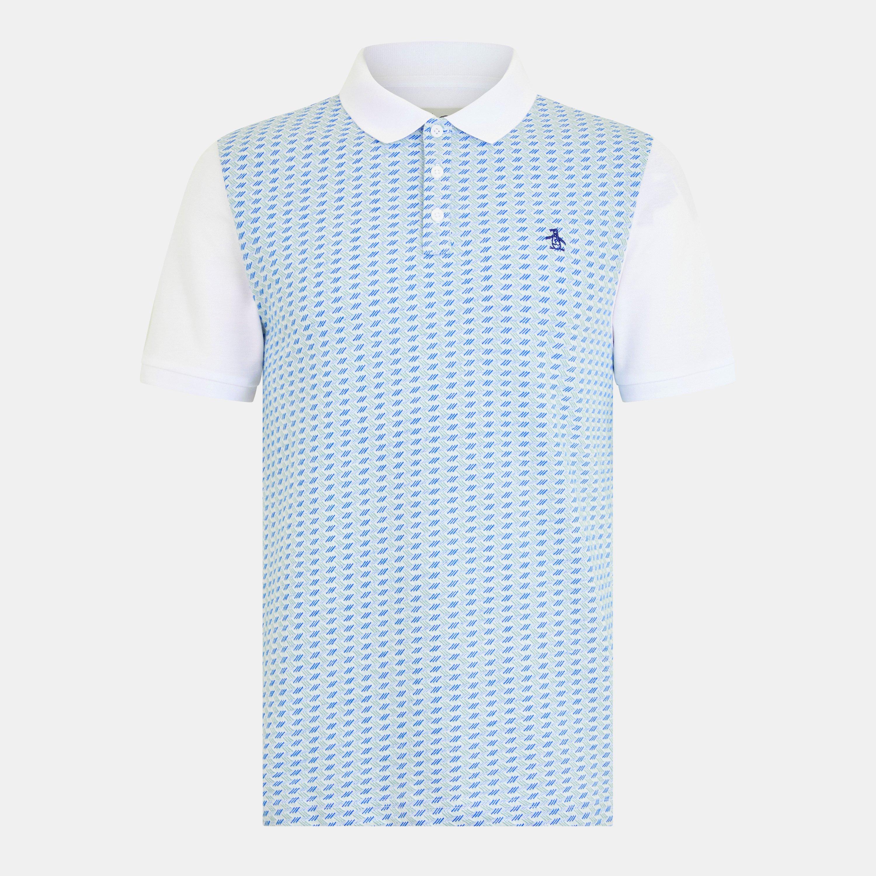 Original Penguin Men's Jacquard Short Sleeve Polo Shirt - White - Medium