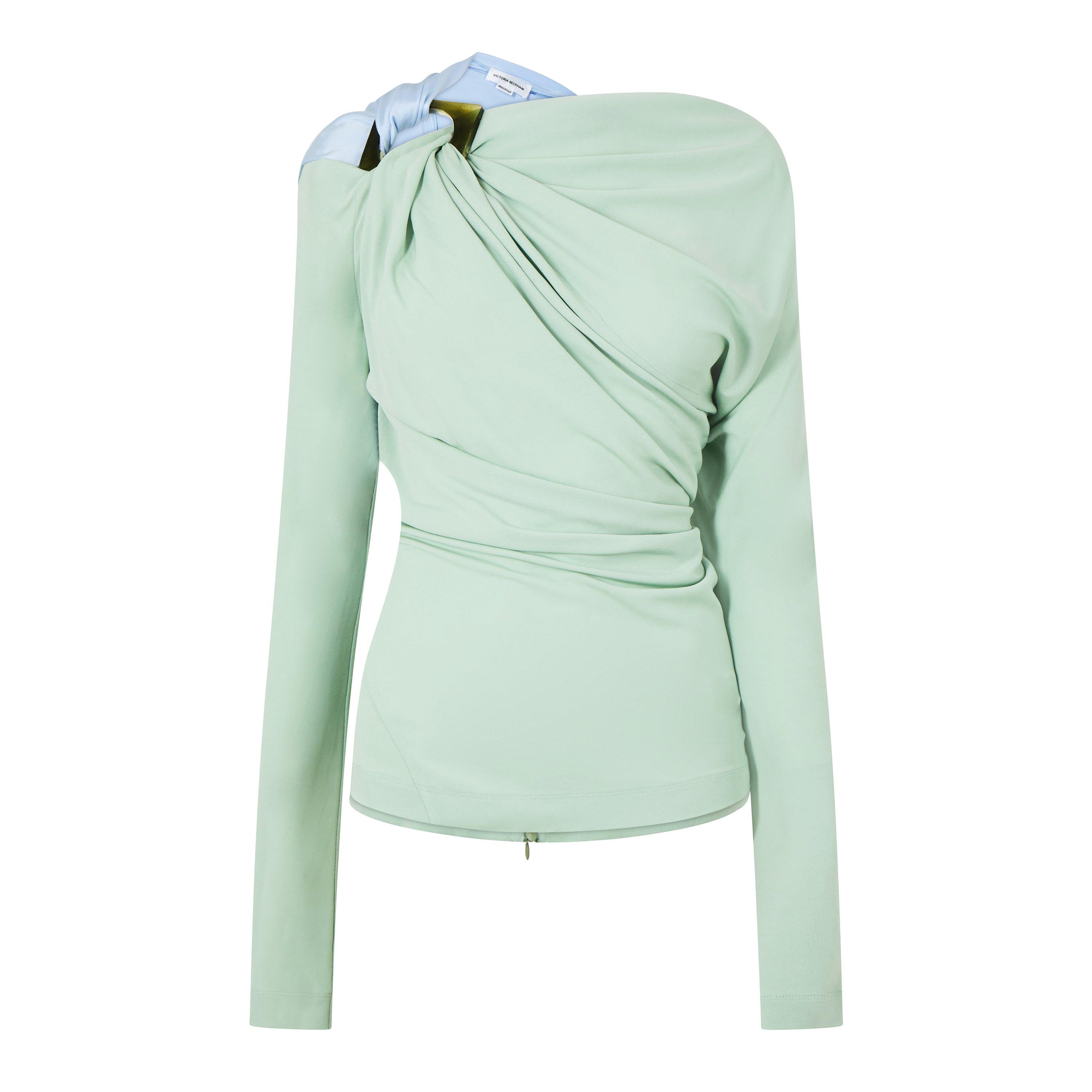 Jade Iceberg - Victoria Beckham - Drape Long Sleeve Top - 5