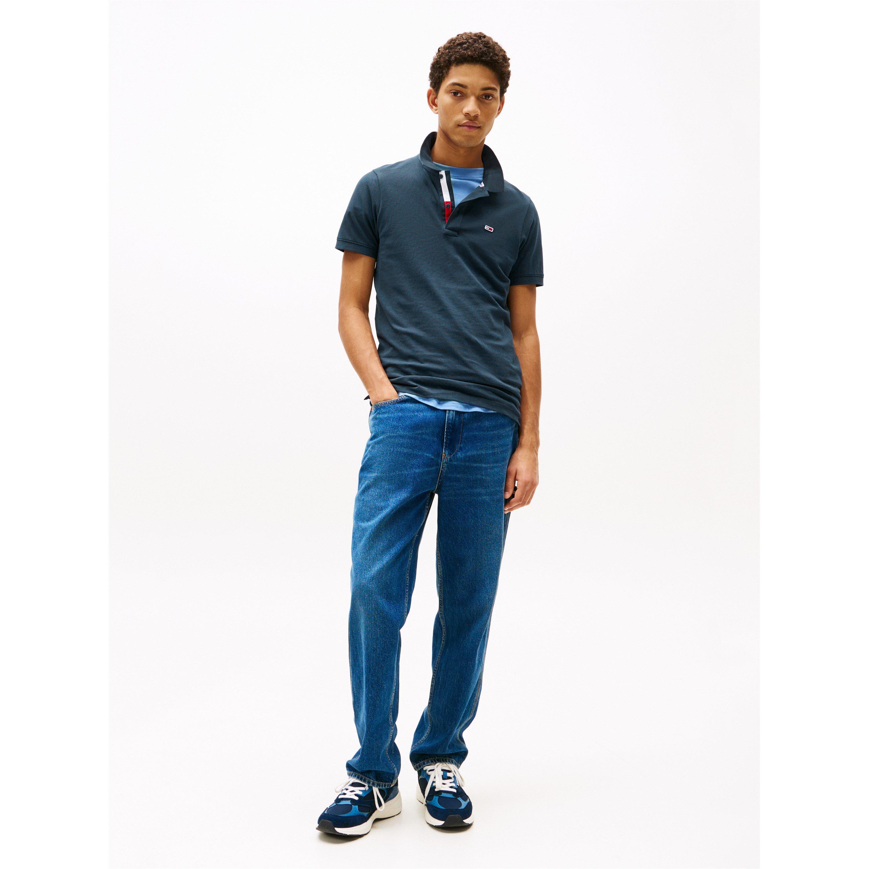 Navy - Tommy Jeans - Men's Slim Short-Sleeve Polo Shirt - 5