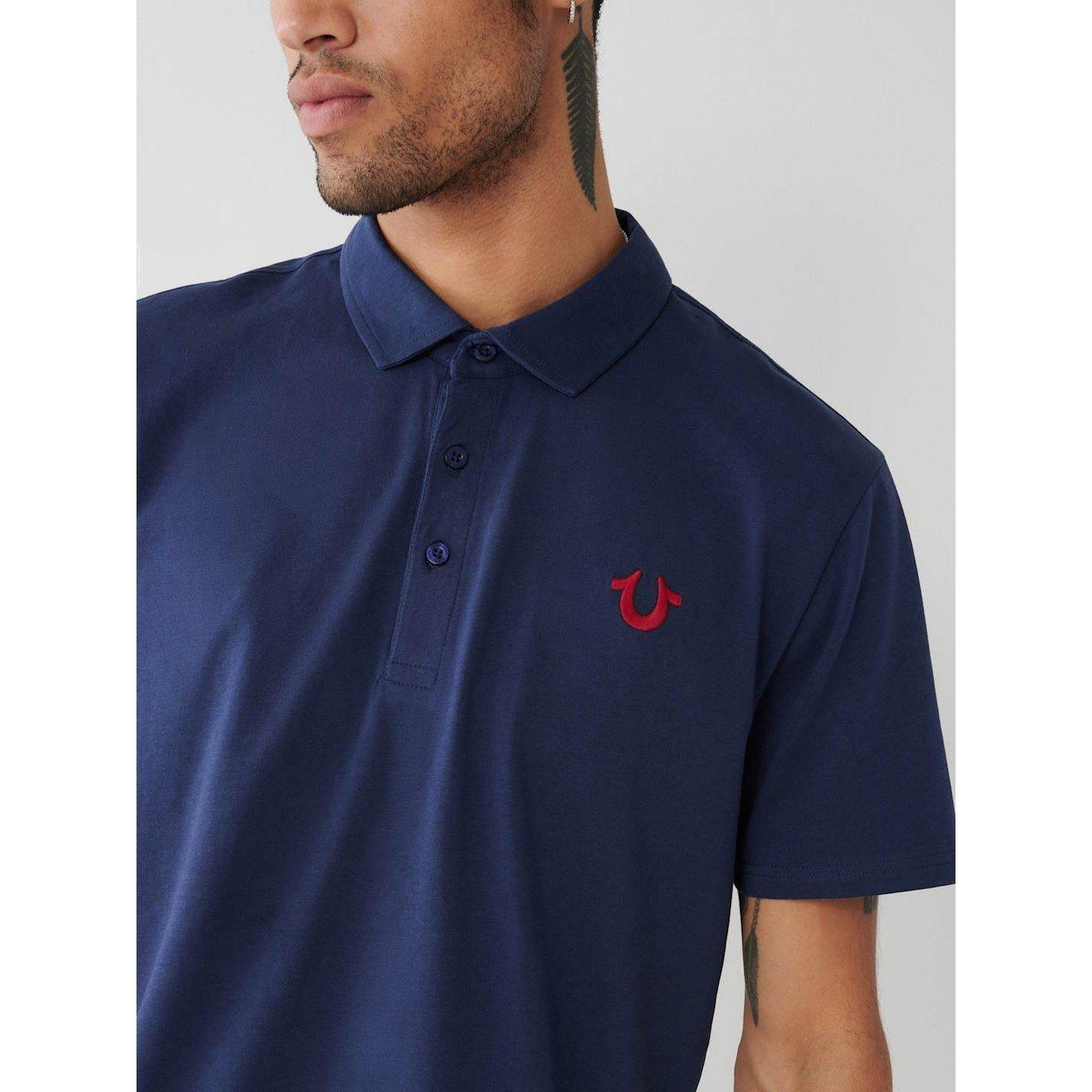Dress Blue - True Religion - Men's HorseShoes Short-Sleeve Polo Shirt - 3