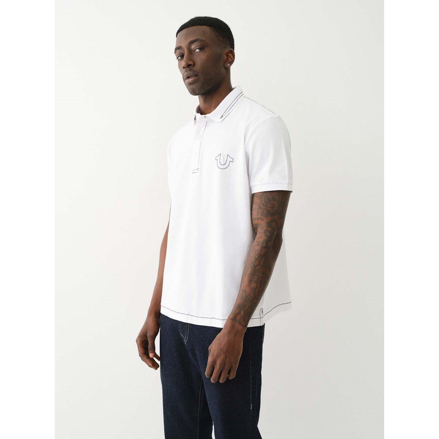 Bianco Ottico - True Religion - Relaxed Embroidered Short-Sleeve Polo Shirt - 4