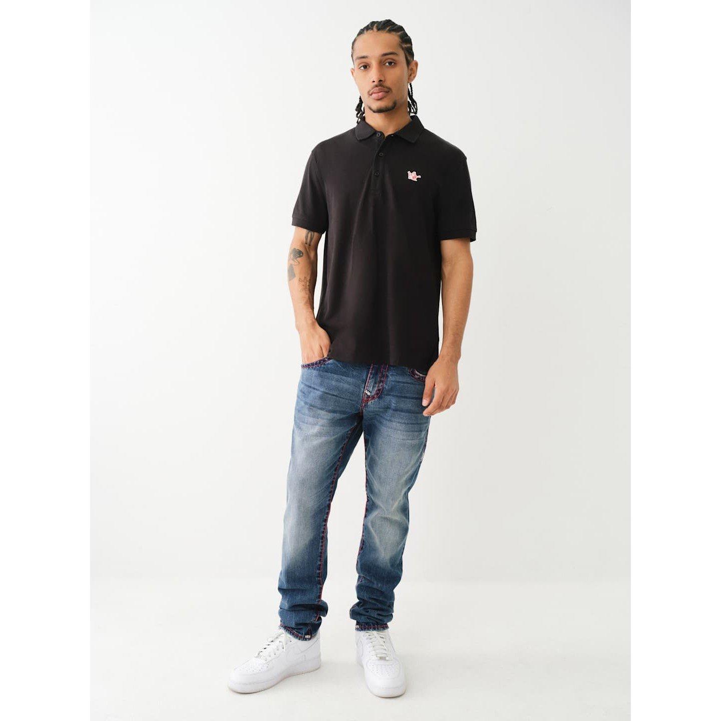 Jet Black - True Religion - Buddha Patched Logo Short-Sleeve Polo Shirt - 4