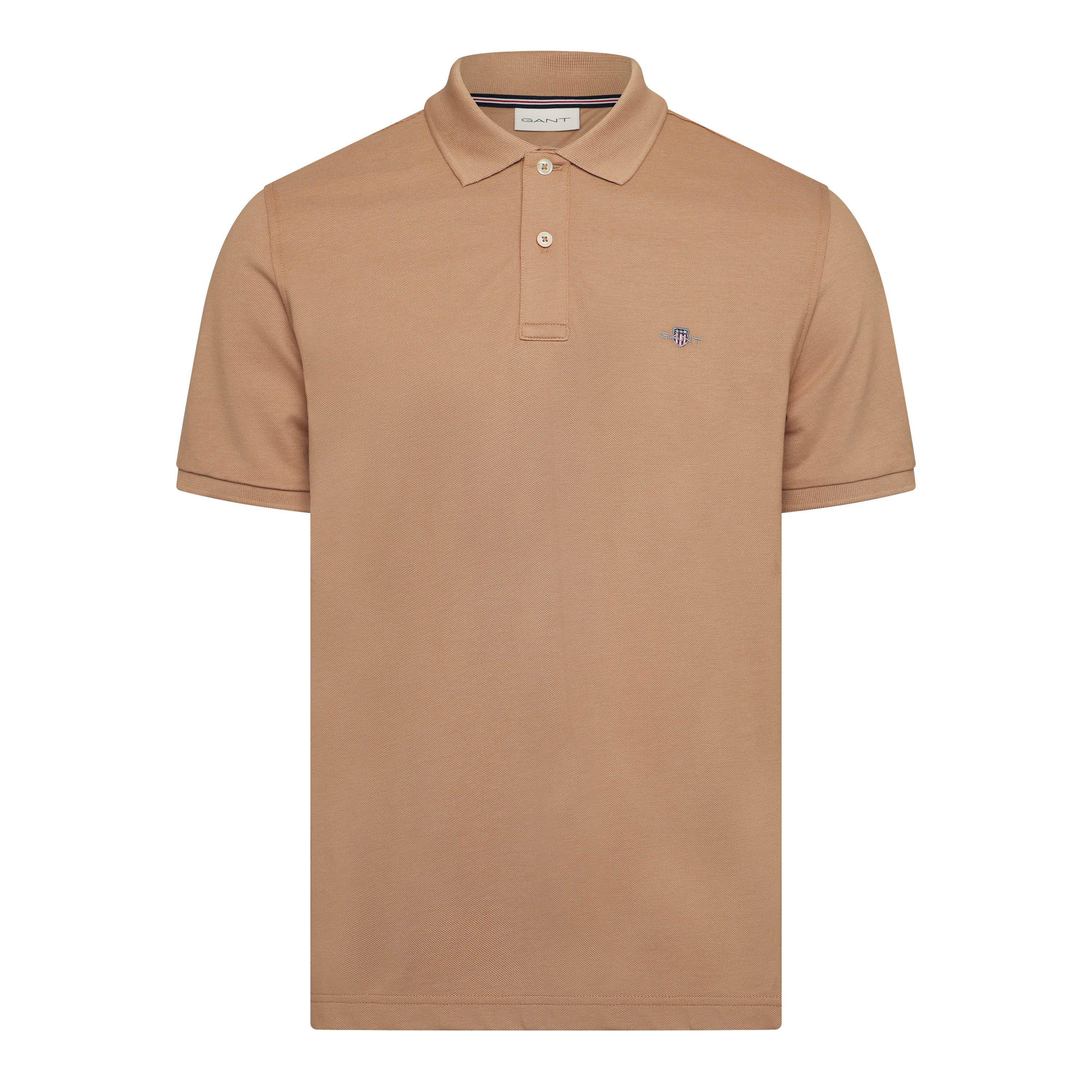 Gant Men's Logo Short-Sleeve Polo Shirt - Caramel Beige - S