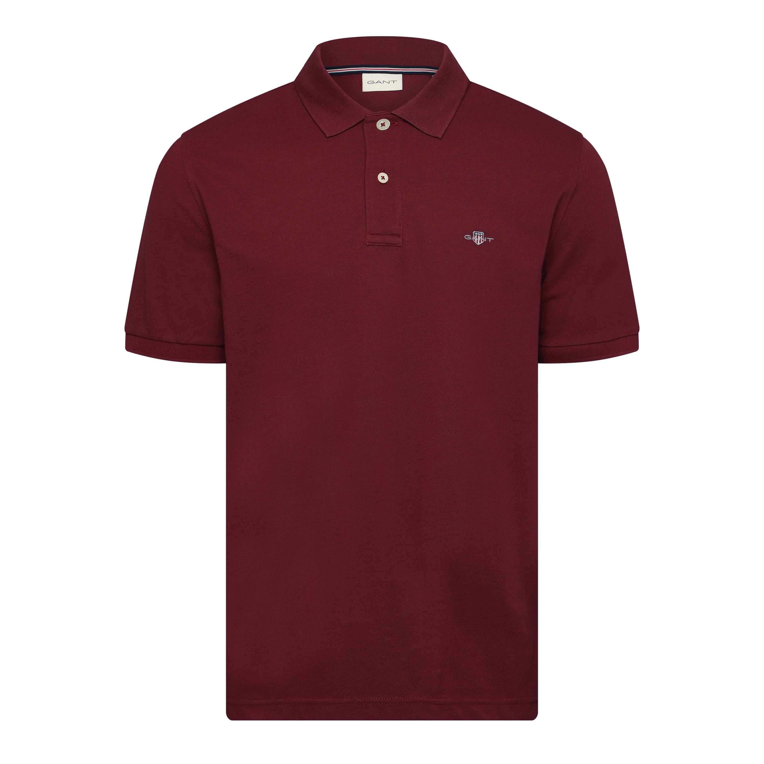 Gant Men's Logo Short-Sleeve Polo Shirt - Wine Red - XL
