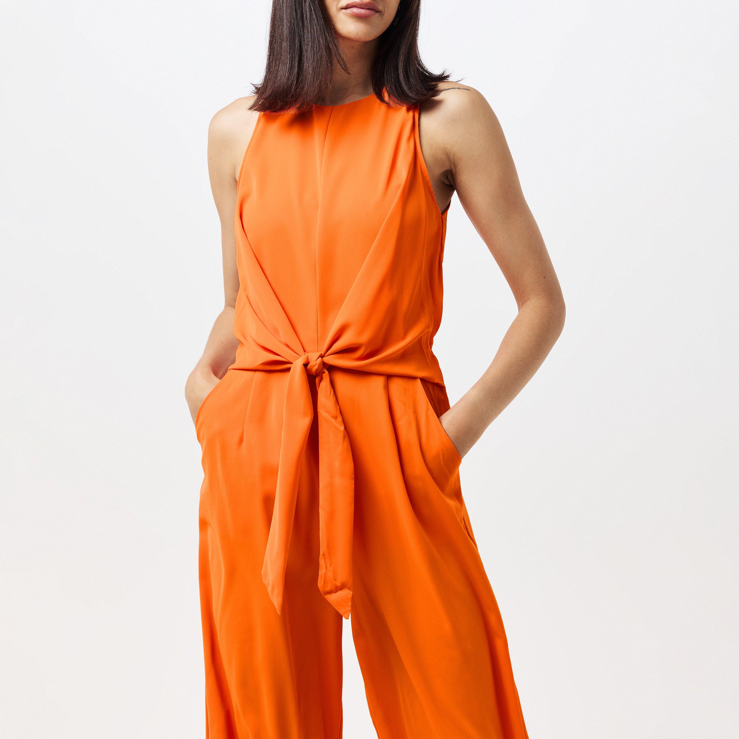 Orange - AX Paris - Blood Orange Sleeveless Knot Front Jumpsuit - 2