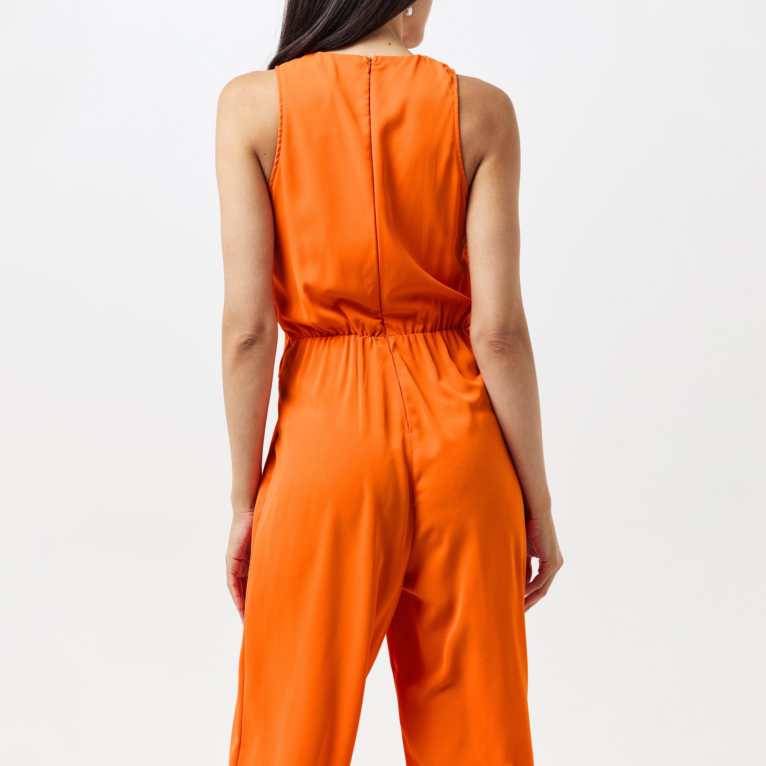 Orange - AX Paris - Blood Orange Sleeveless Knot Front Jumpsuit - 3