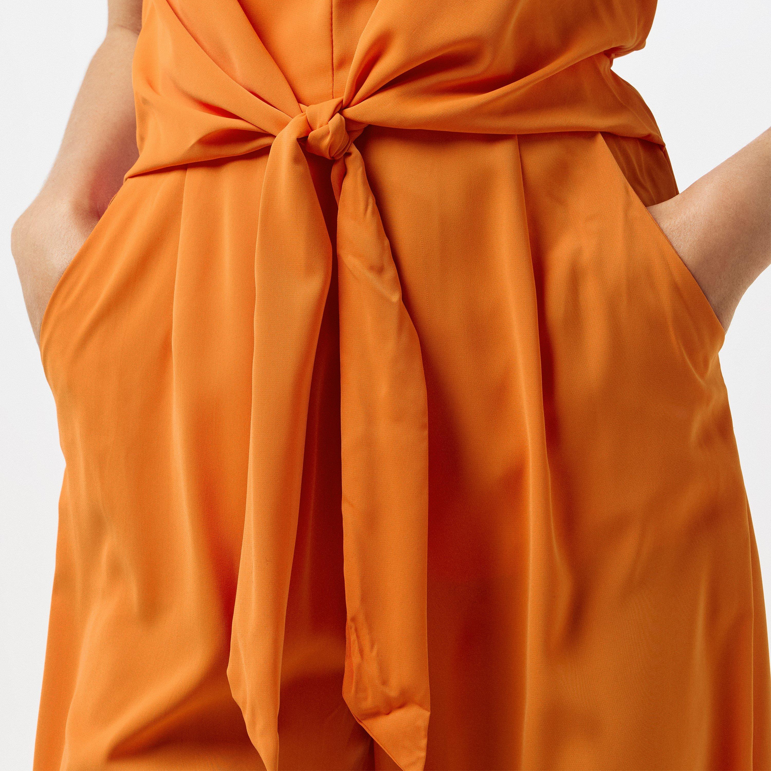 Orange - AX Paris - Blood Orange Sleeveless Knot Front Jumpsuit - 4