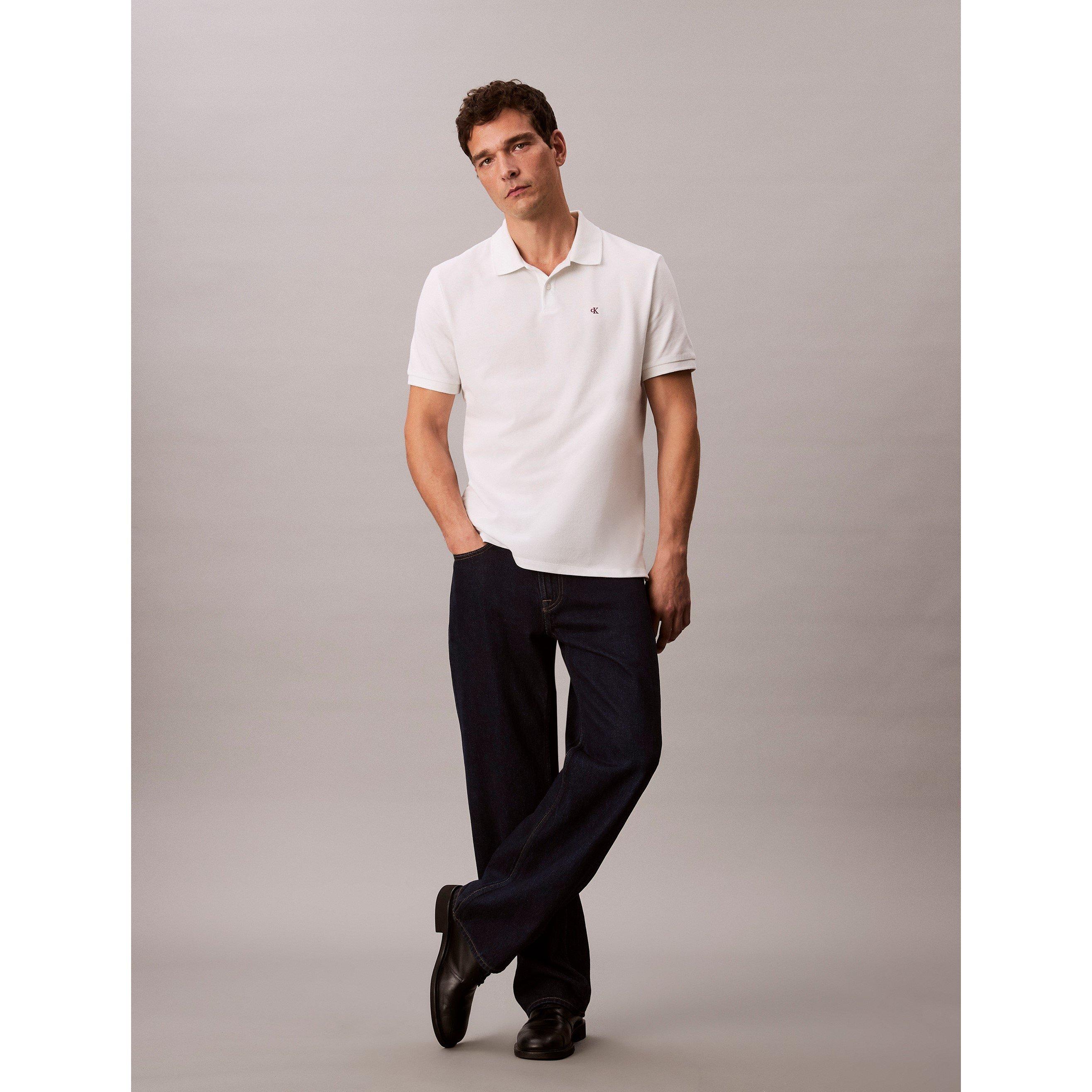 White YAD - Calvin Klein Jeans - Men's CKJ Pique Short-Sleeve Polo Shirt - 5