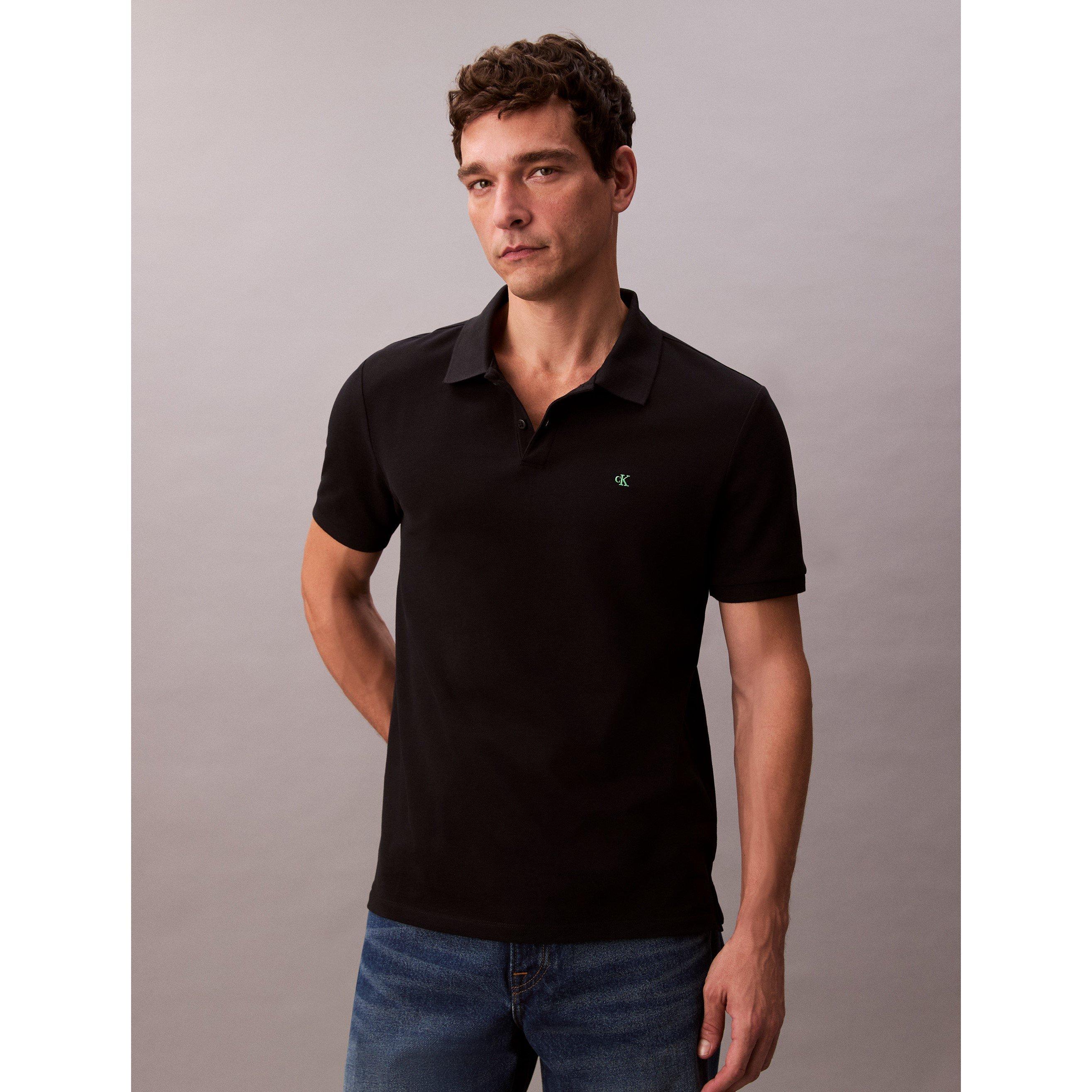 Black UB1 - Calvin Klein Jeans - Men's CKJ Pique Short-Sleeve Polo Shirt - 2