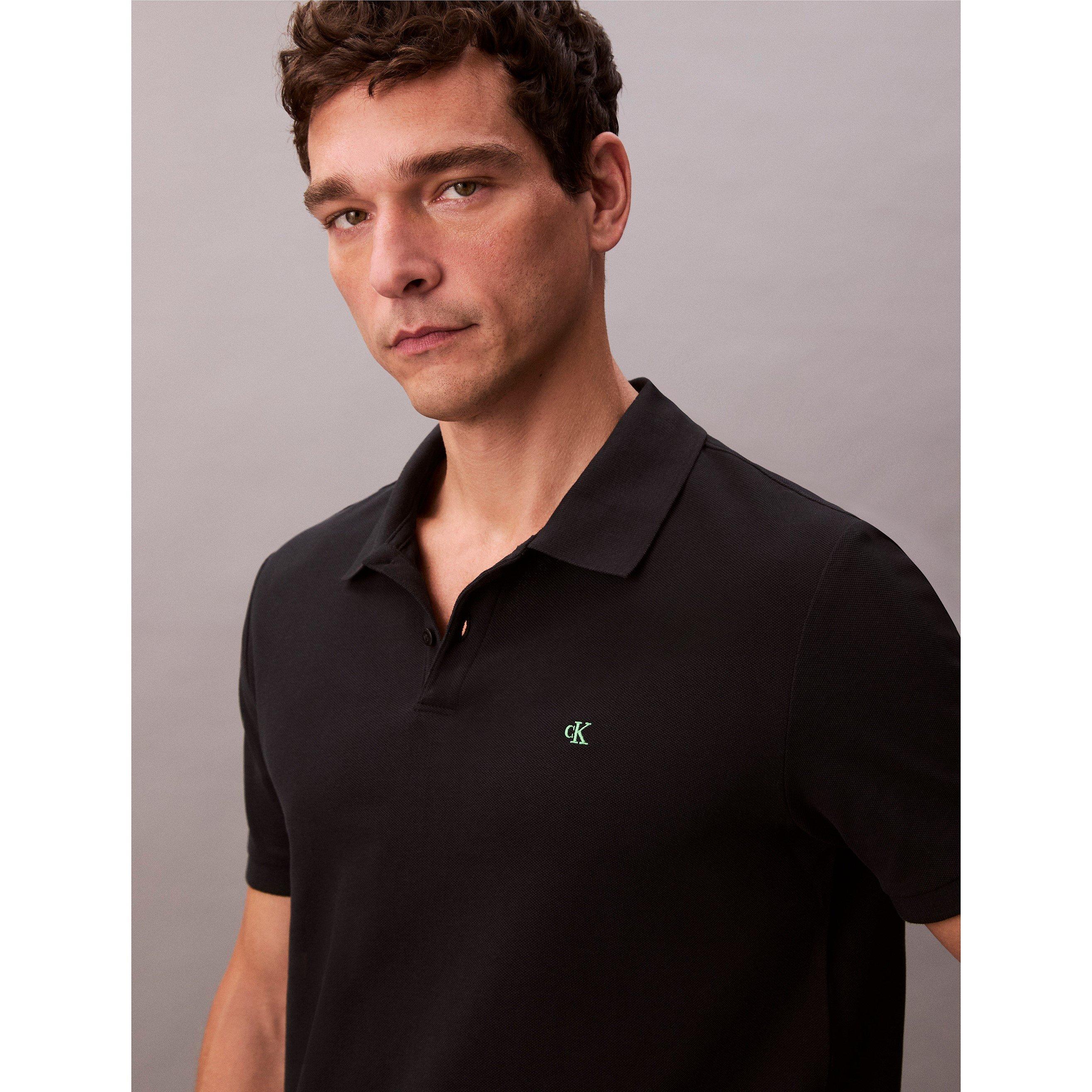 Black UB1 - Calvin Klein Jeans - Men's CKJ Pique Short-Sleeve Polo Shirt - 4