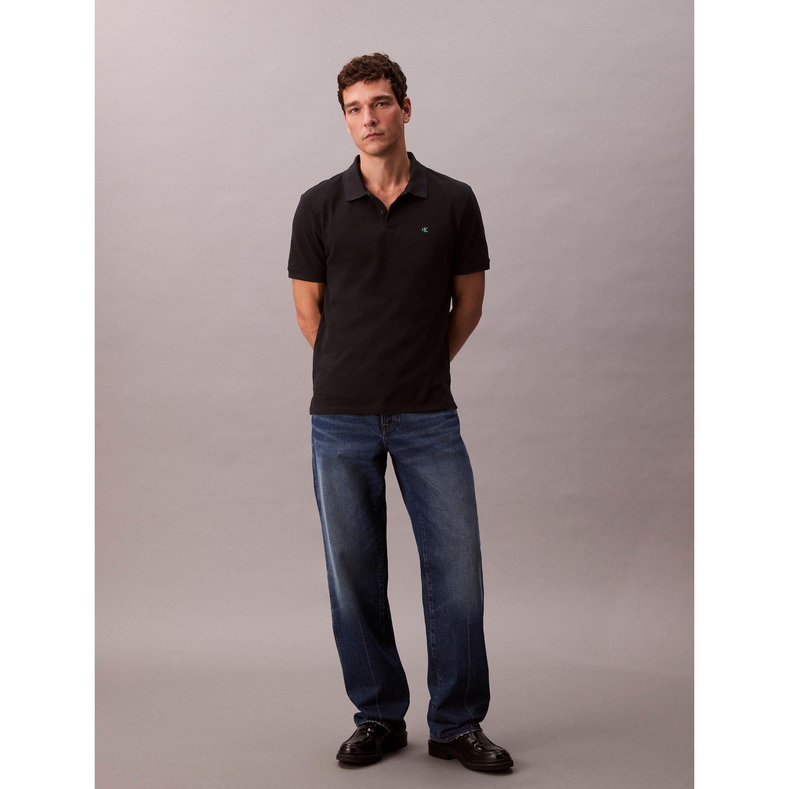 Black UB1 - Calvin Klein Jeans - Men's CKJ Pique Short-Sleeve Polo Shirt - 5