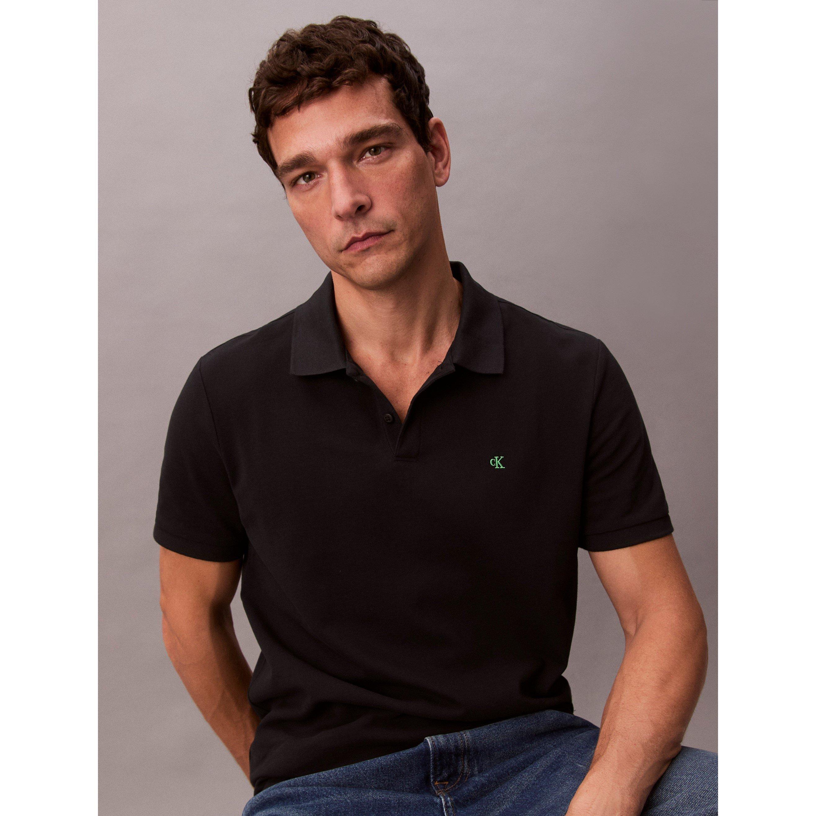 Black UB1 - Calvin Klein Jeans - Men's CKJ Pique Short-Sleeve Polo Shirt - 6