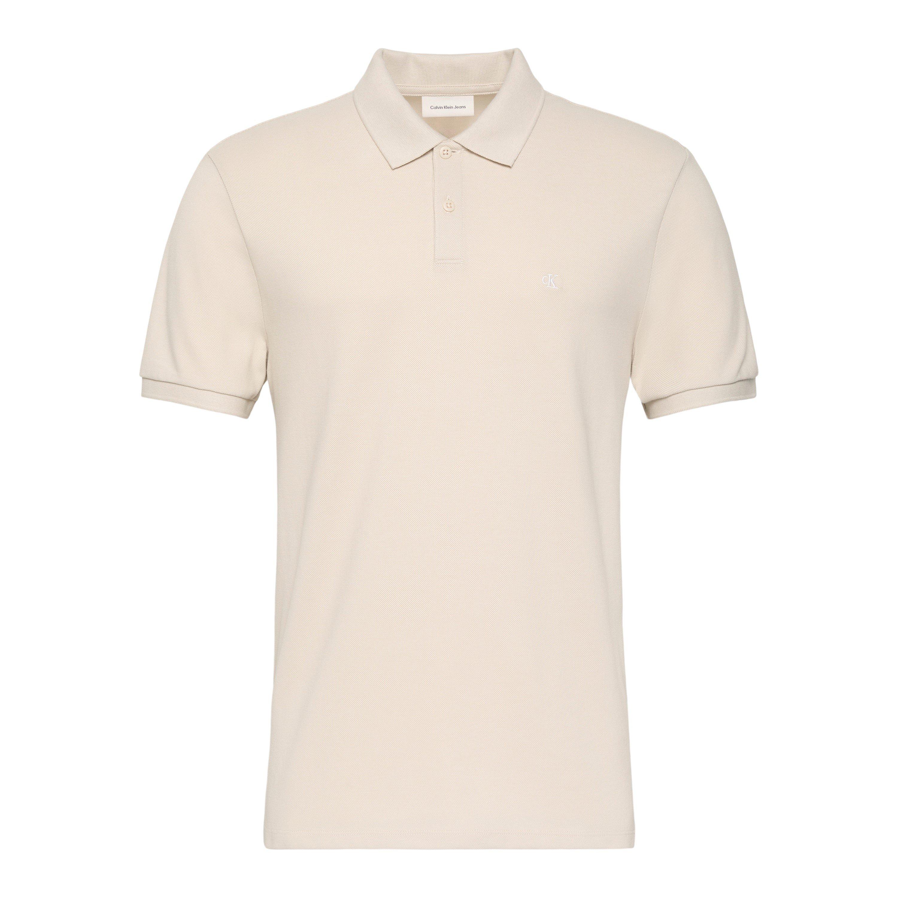 Calvin Klein Jeans Men's Ckj Pique Short-Sleeve Polo Shirt - Oatmeal - 2XL