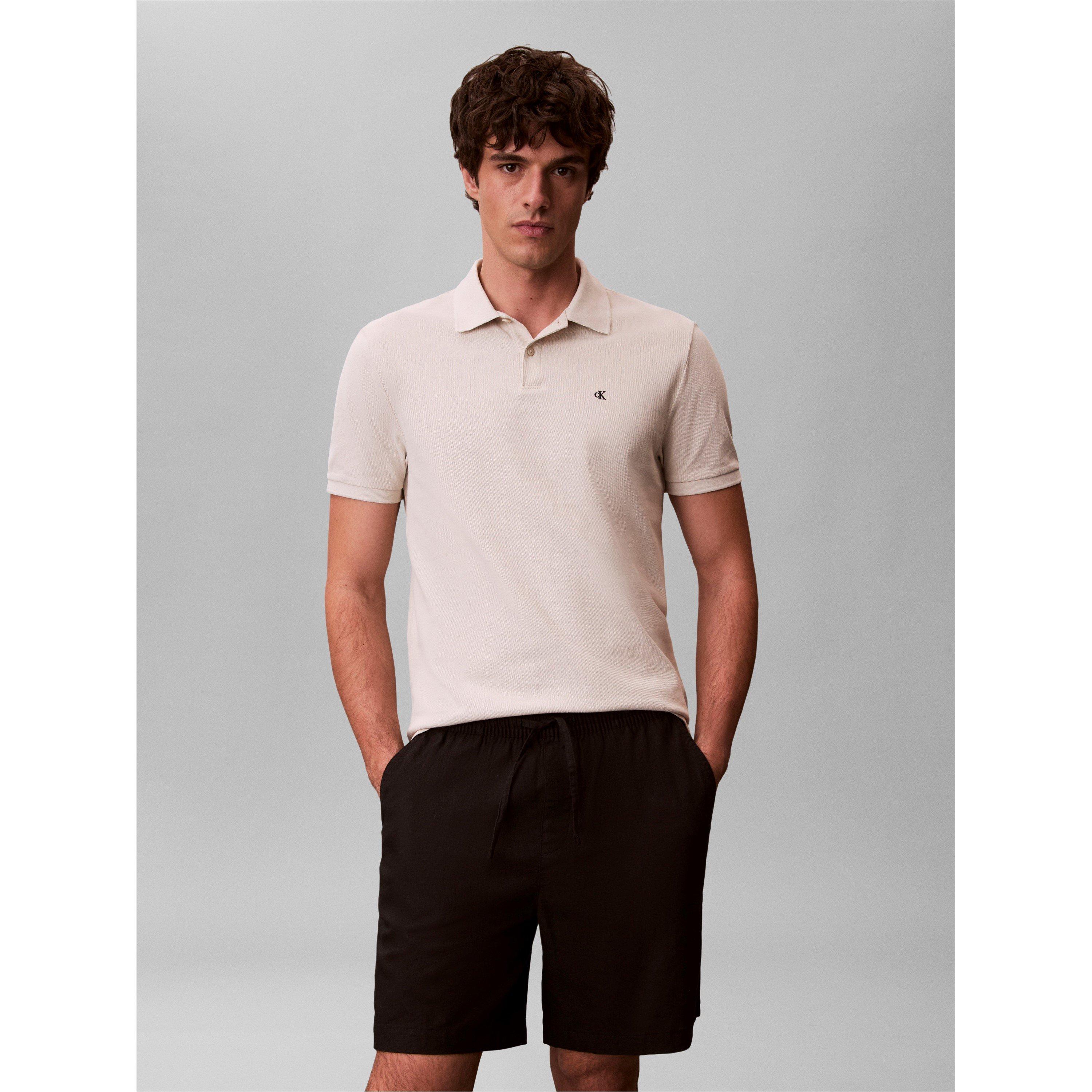 Oatmeal - Calvin Klein Jeans - Men's CKJ Pique Short-Sleeve Polo Shirt - 3