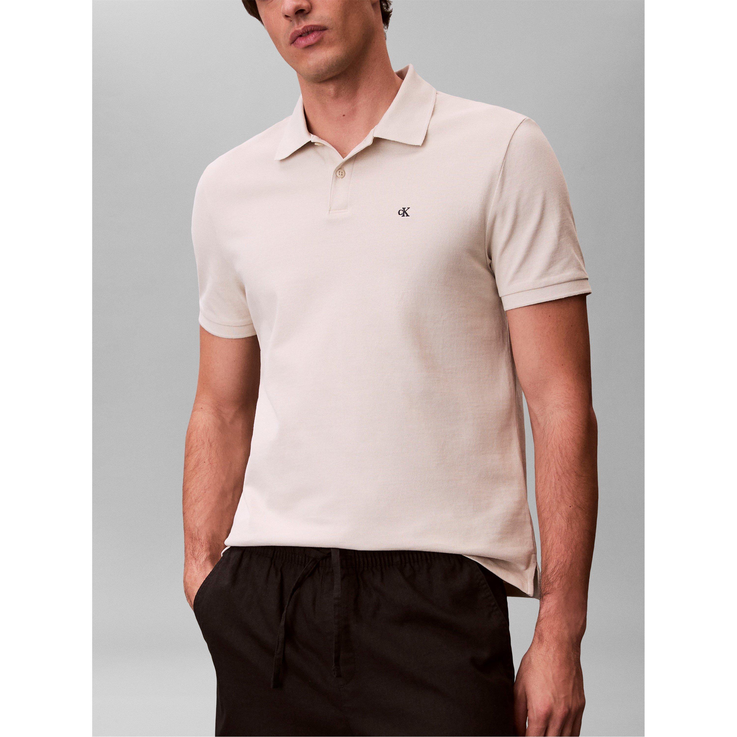 Oatmeal - Calvin Klein Jeans - Men's CKJ Pique Short-Sleeve Polo Shirt - 4