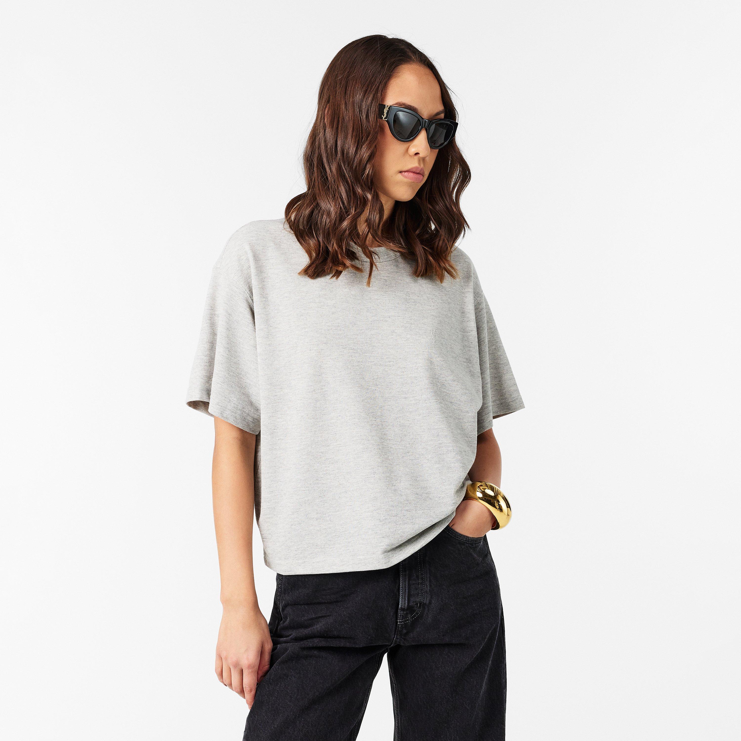 Gris Chine - Saint Laurent - Women's Short-Sleeve Polo - 3