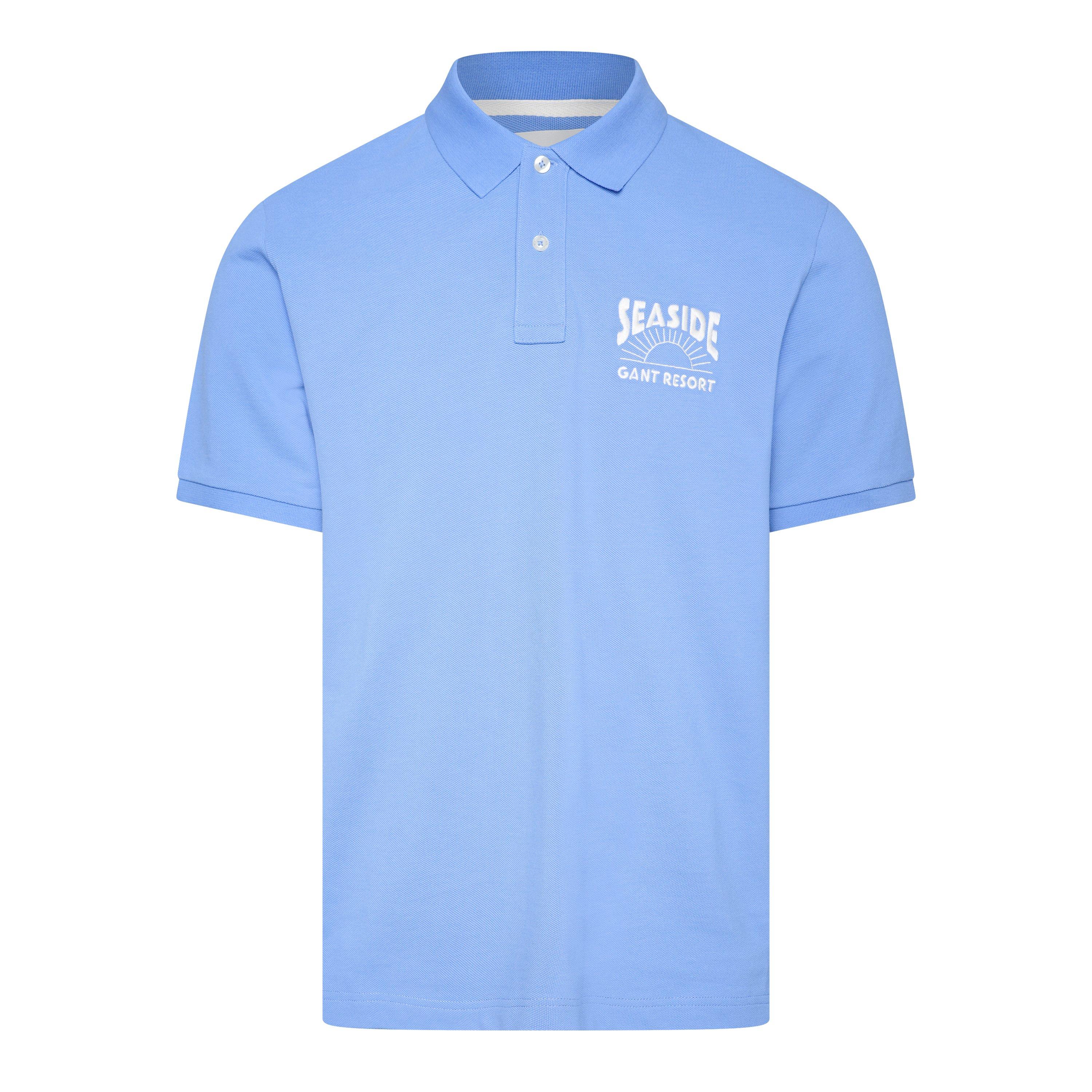 Gant Men's Graphic Short Sleeve Polo Shirt - PERFECT BLUE - M