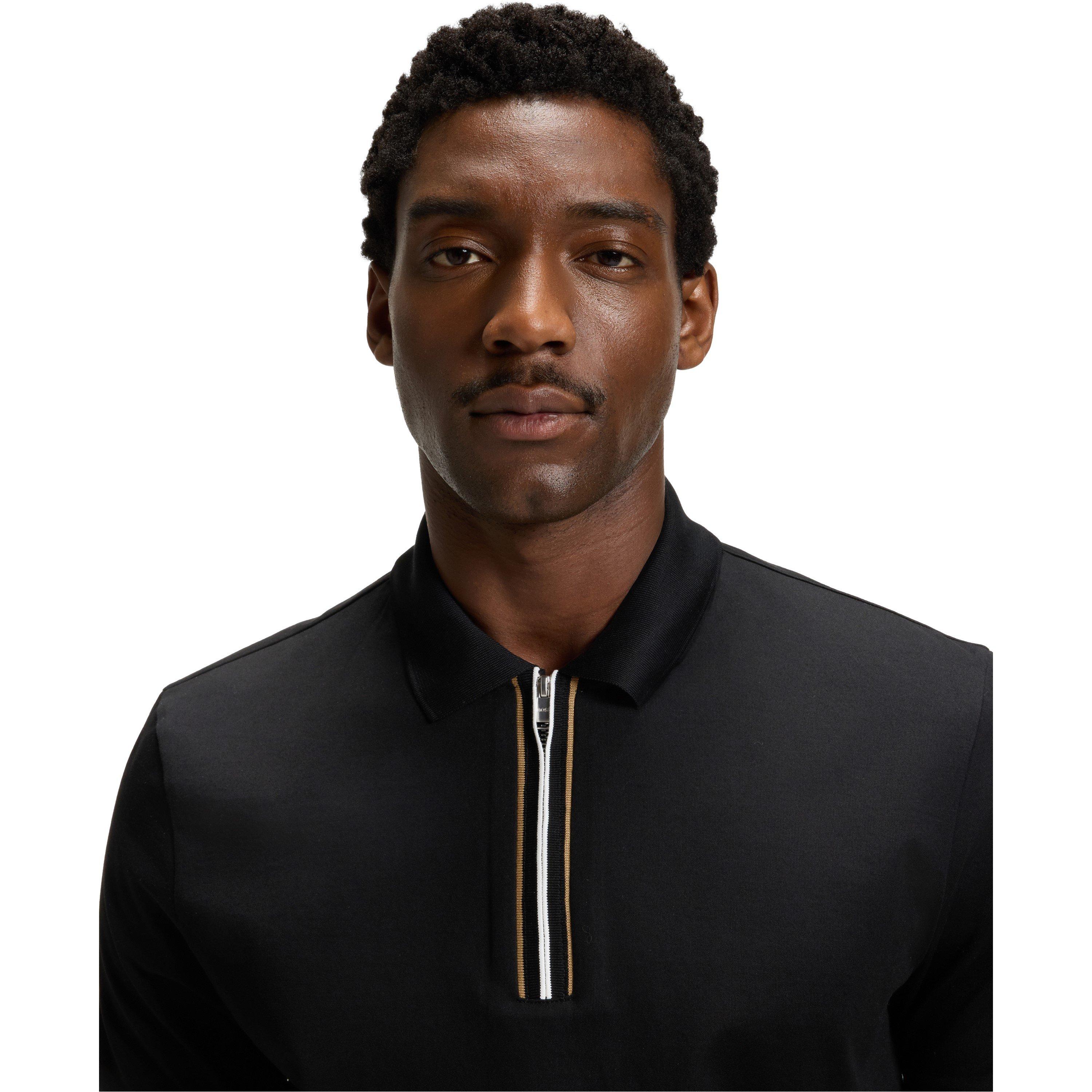 Black 001 - Boss - Men's HBB Paras Polo Zippered Quarter-Zip Shirt - 4