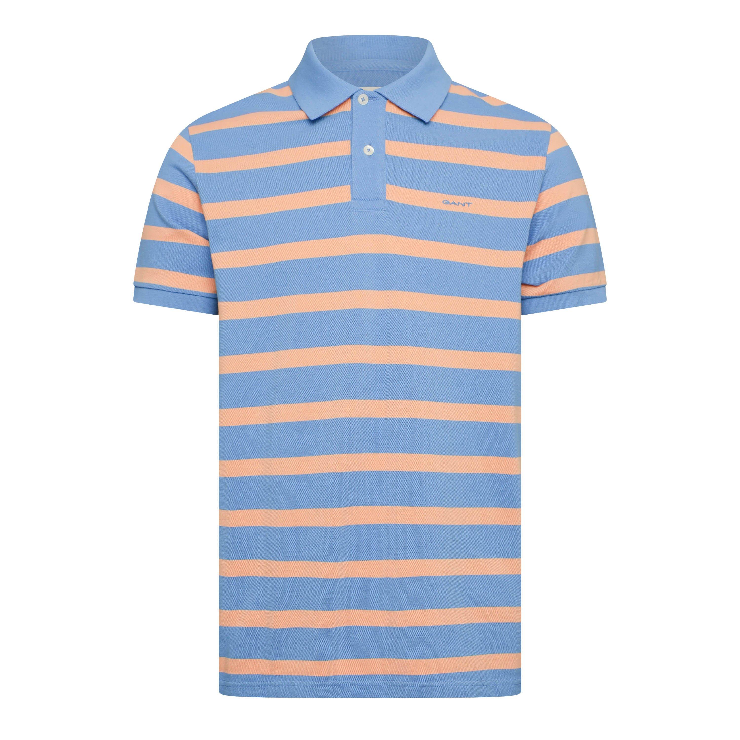 Gant Men's Striped Short Sleeve Polo Shirt - Perfect Blue - S