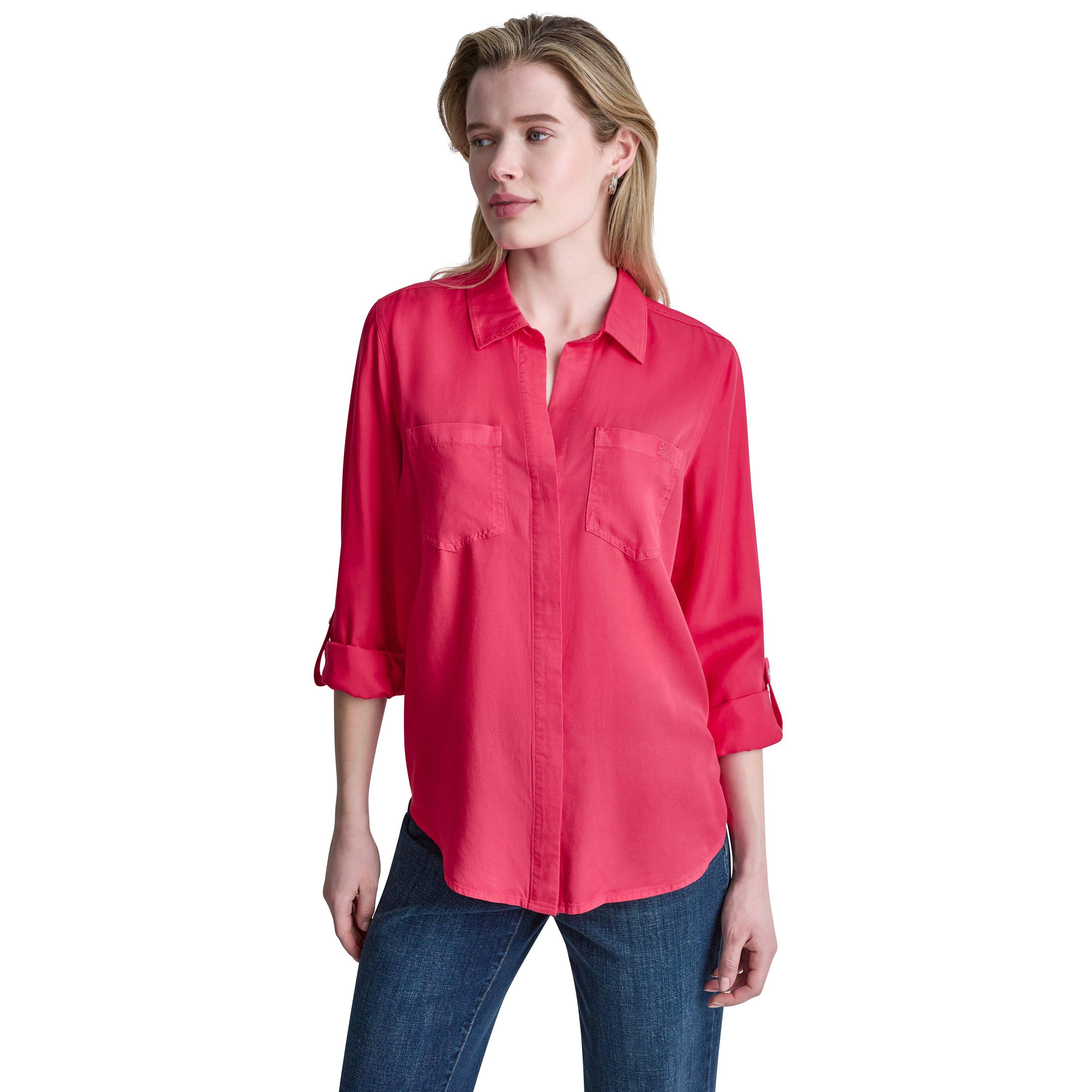 Dkny Women's Long Sleeve Blouse - Punch - 14 (L)