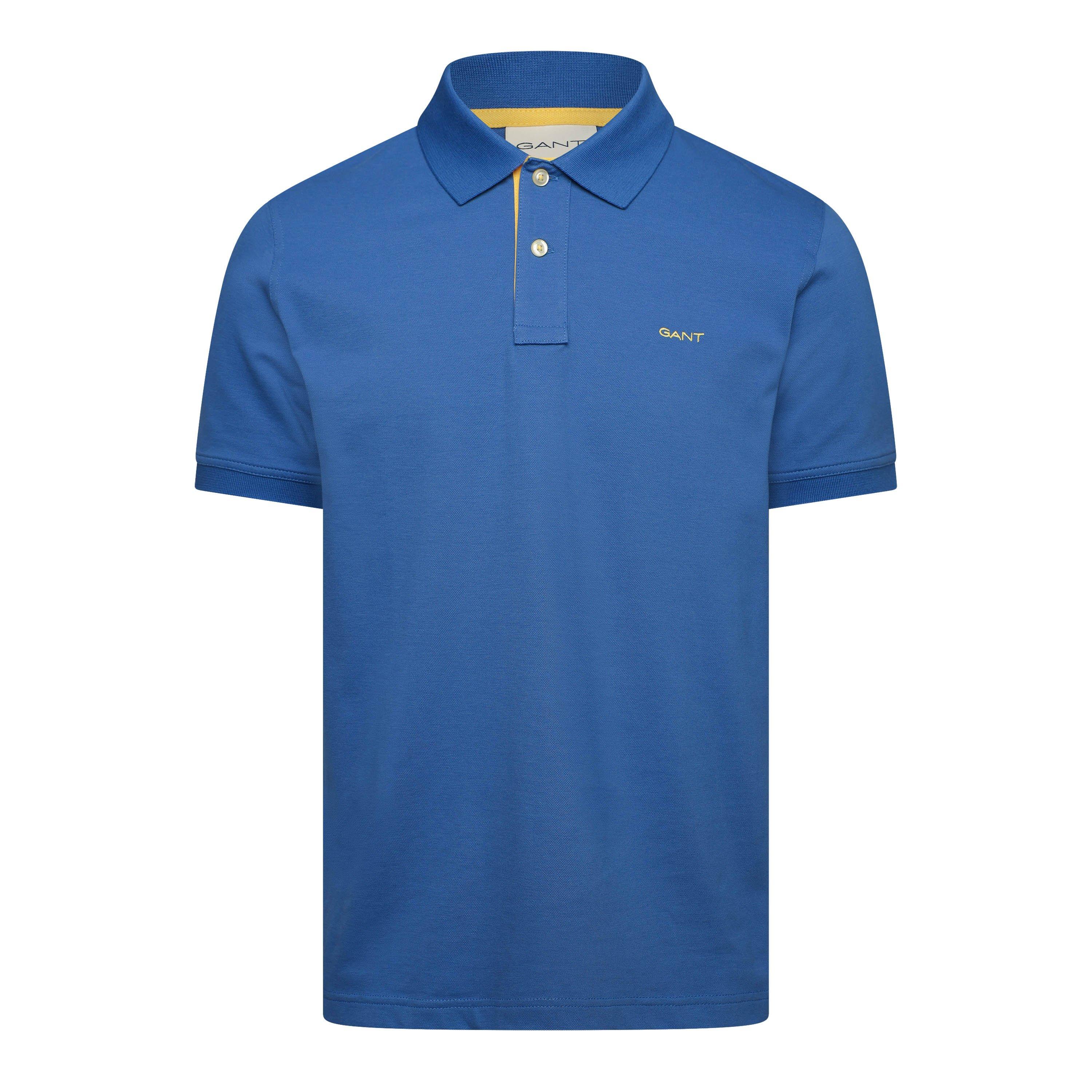 Gant Men's Contrast Short Sleeve Polo Shirt - Rich Blue - XL