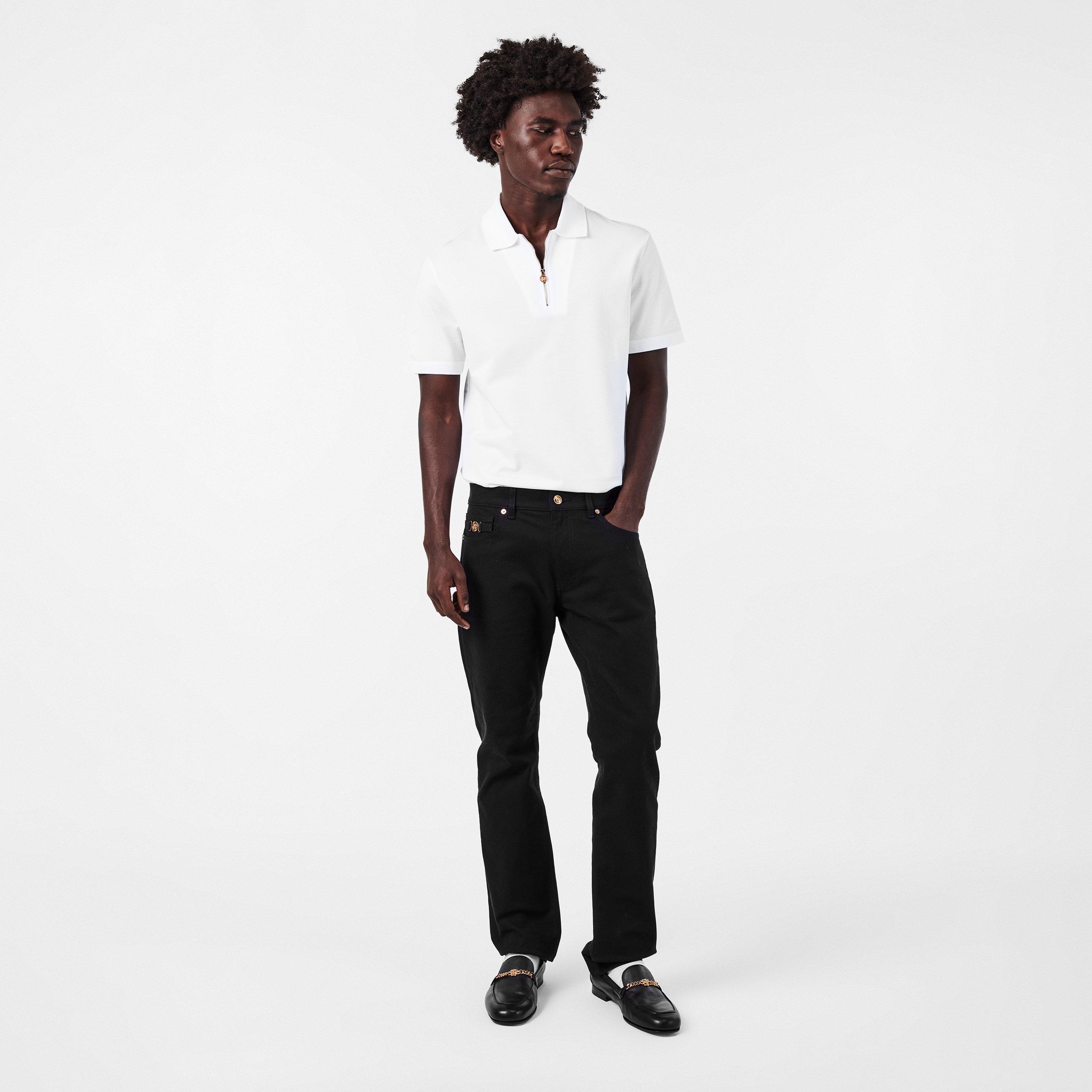 White - Versace - Men's Short-Sleeve Polo - 6